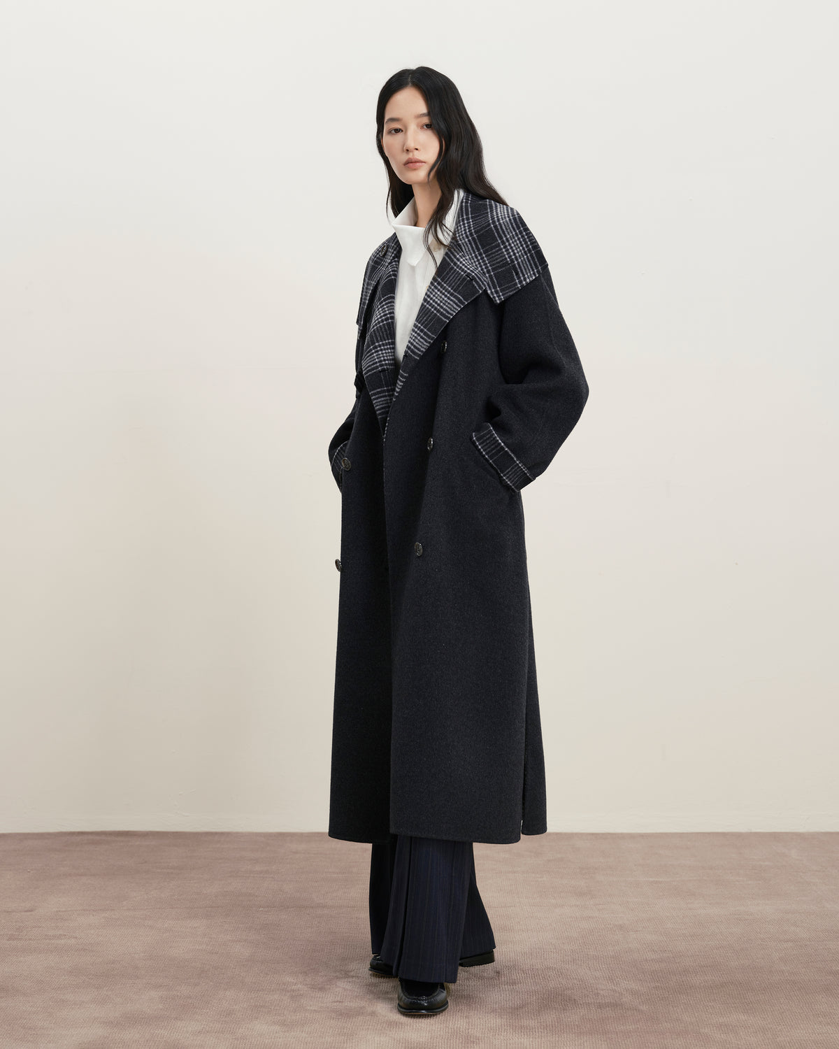 Raven Heather Doubleface Collar Coat Womens Long Overcoat Future Classics