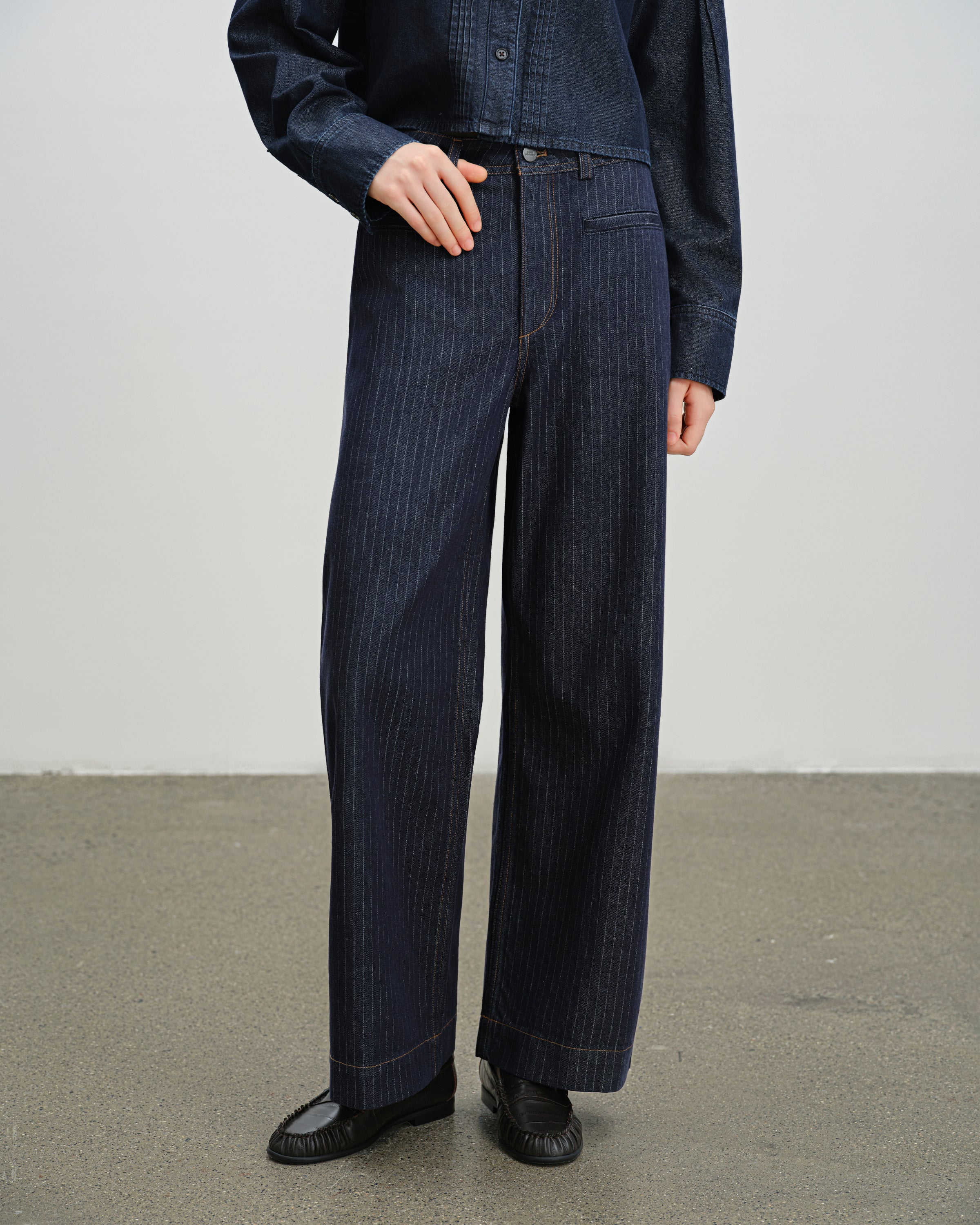 Dk Indigo Stripes Pinstripe Wide Leg Jeans Womens Pinstripe Wide leg Denim Pants Denim Jeans Future Classics Clothing