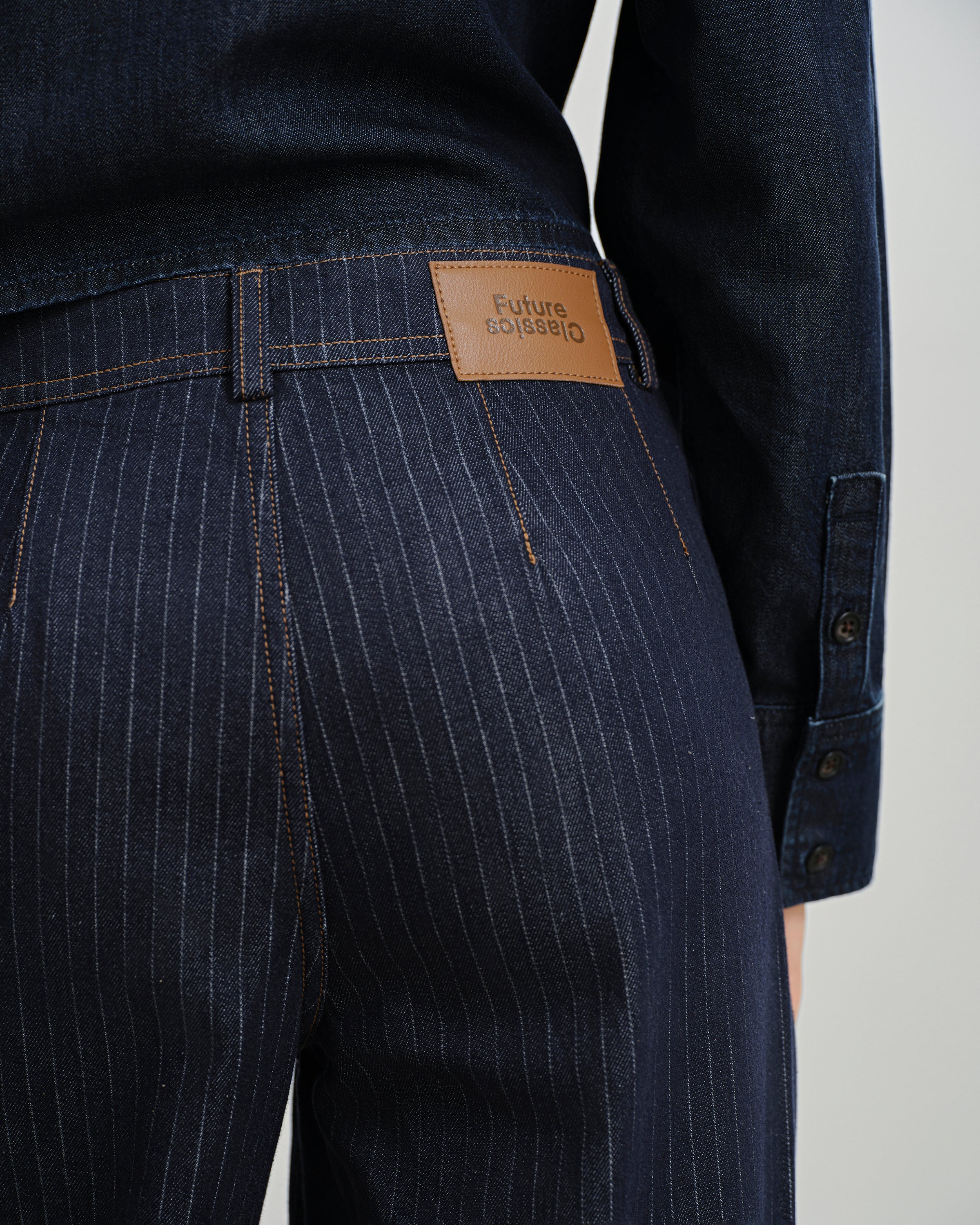 Dk Indigo Stripes Pinstripe Wide Leg Jeans Womens Pinstripe Wide leg Denim Pants Denim Jeans Future Classics Clothing