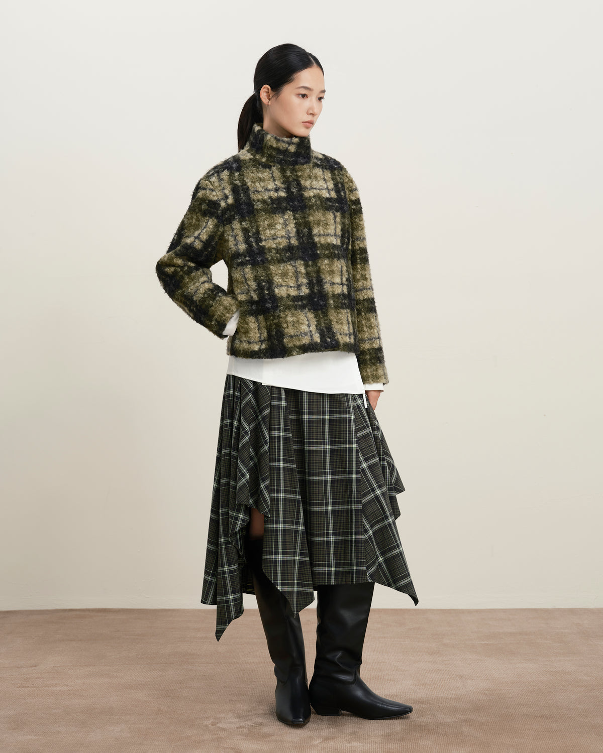 Forest Night Checks Plaid Teddy Pile Jacket Womens Checkered Jacket Future Classics
