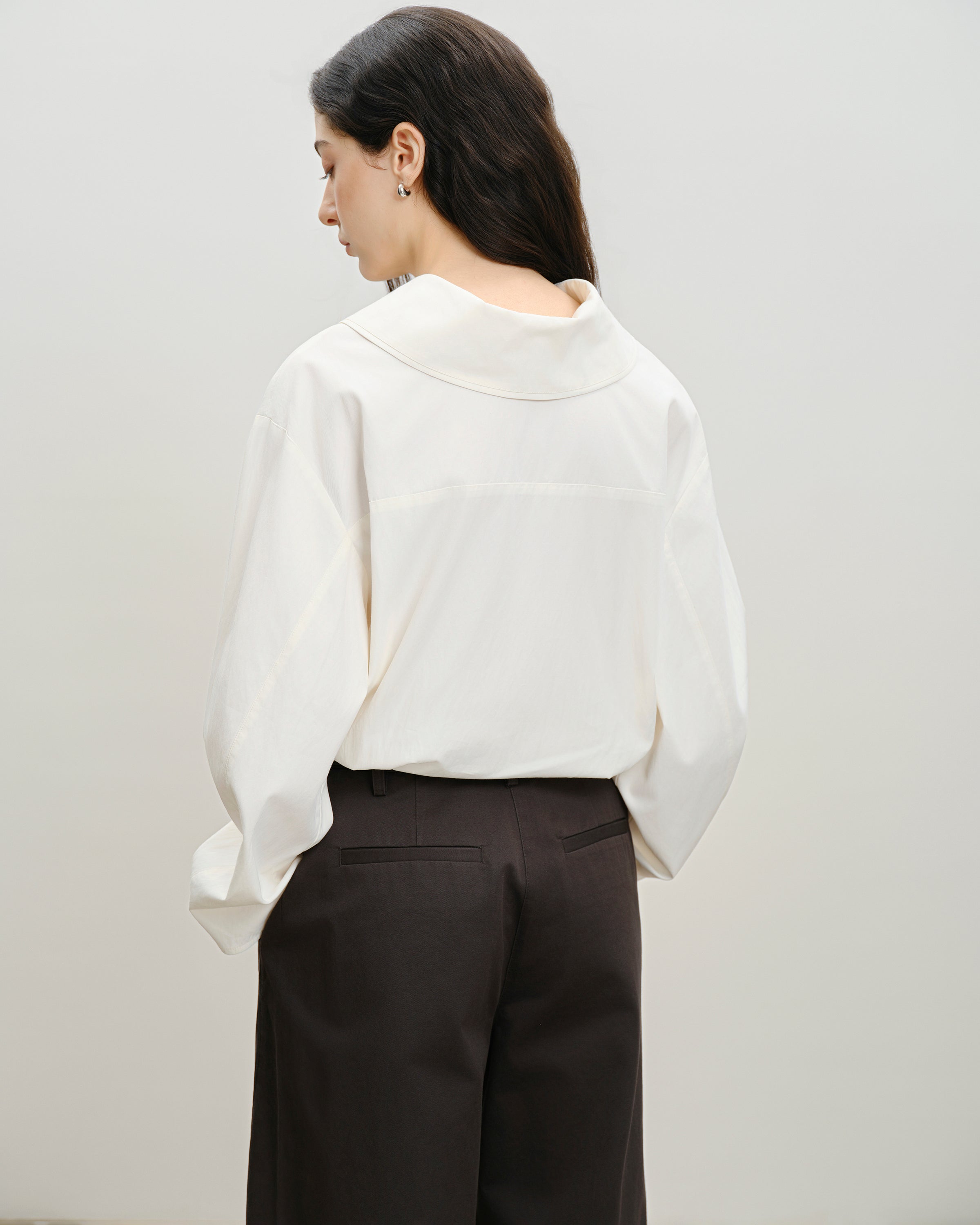 Pure White Reversed Collar Top Womens White Woven Shirt Future Classics