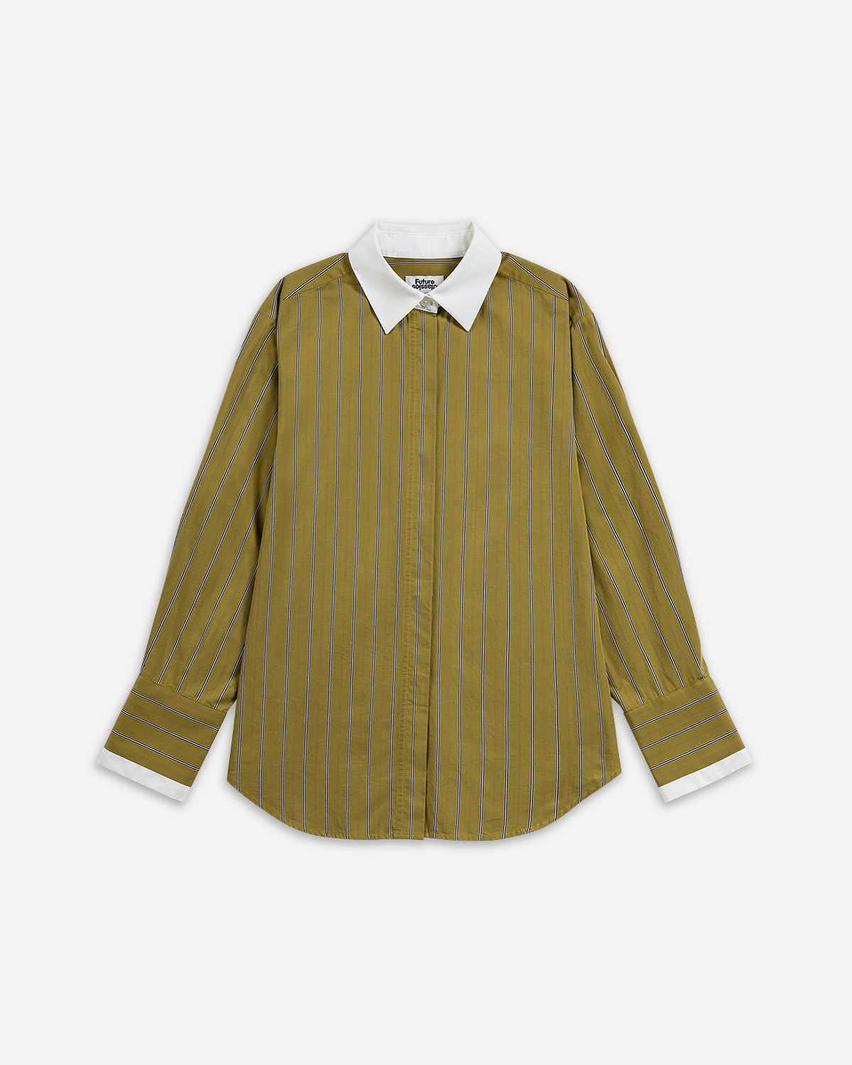 Green Moss Stripes Striped Oversized Shirt Womens Striped Woven Shirt Future Classics