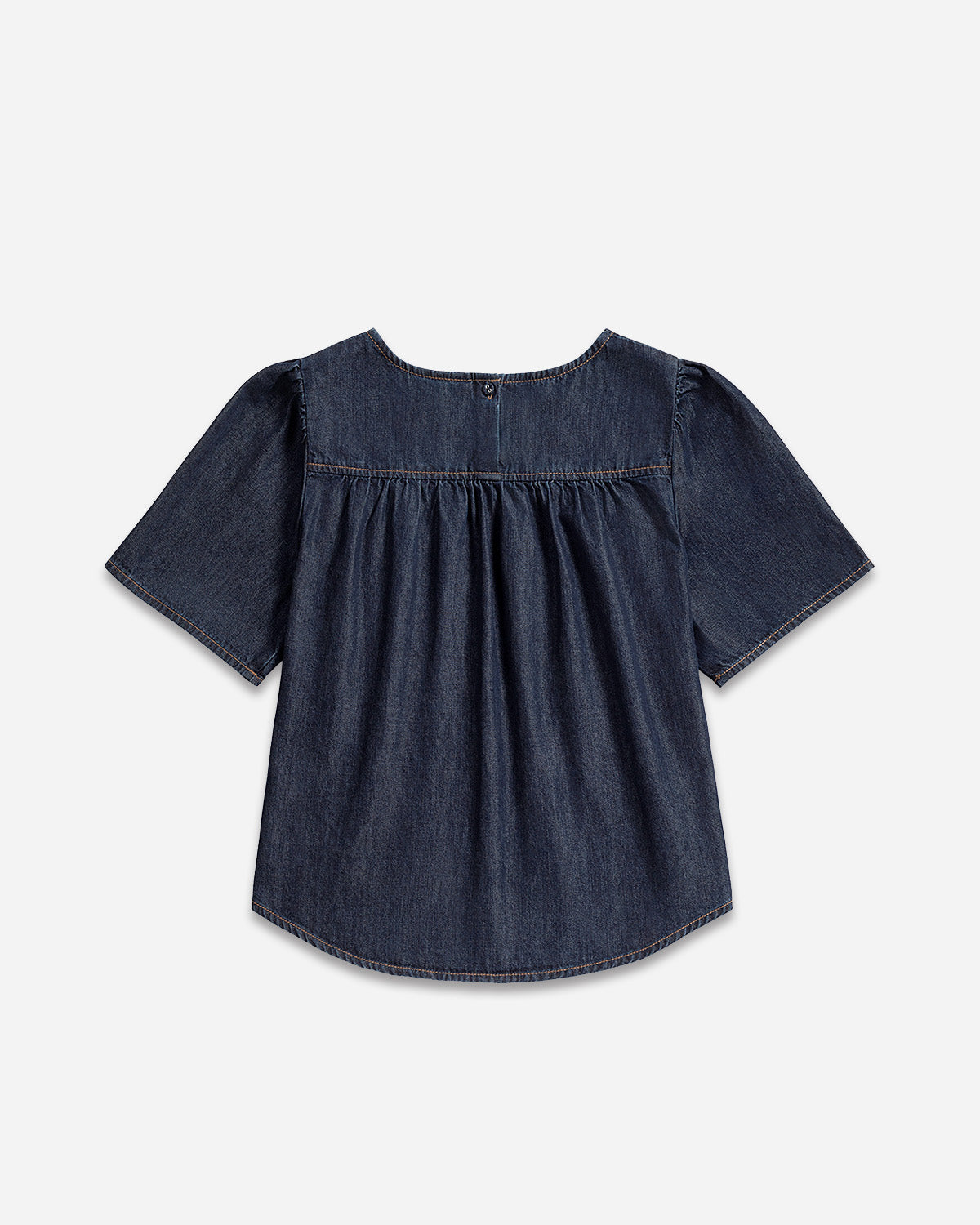 Dk Indigo Rinse Wash Puff Blouse Womens Short Sleeve Indigo Puff Sleeve Blouse Shirt Future Classics Clothing