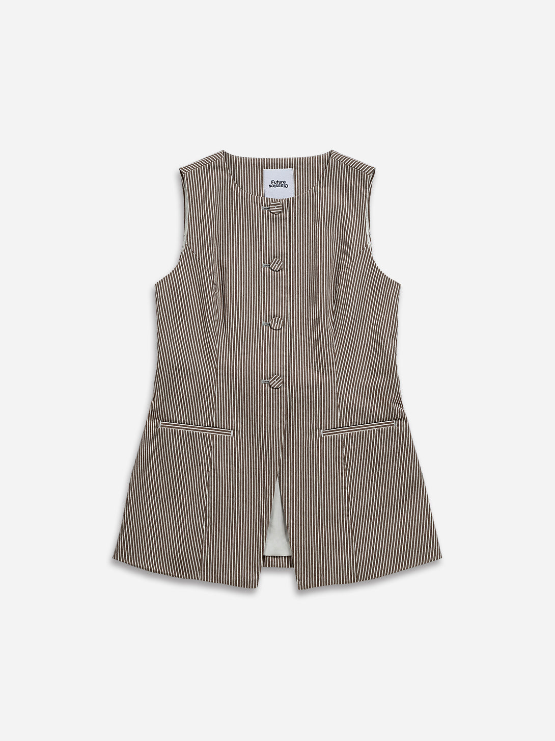 Desert Sand Stripe Striped Waistcoat Womens Long Vest Striped Future Classic Clothing