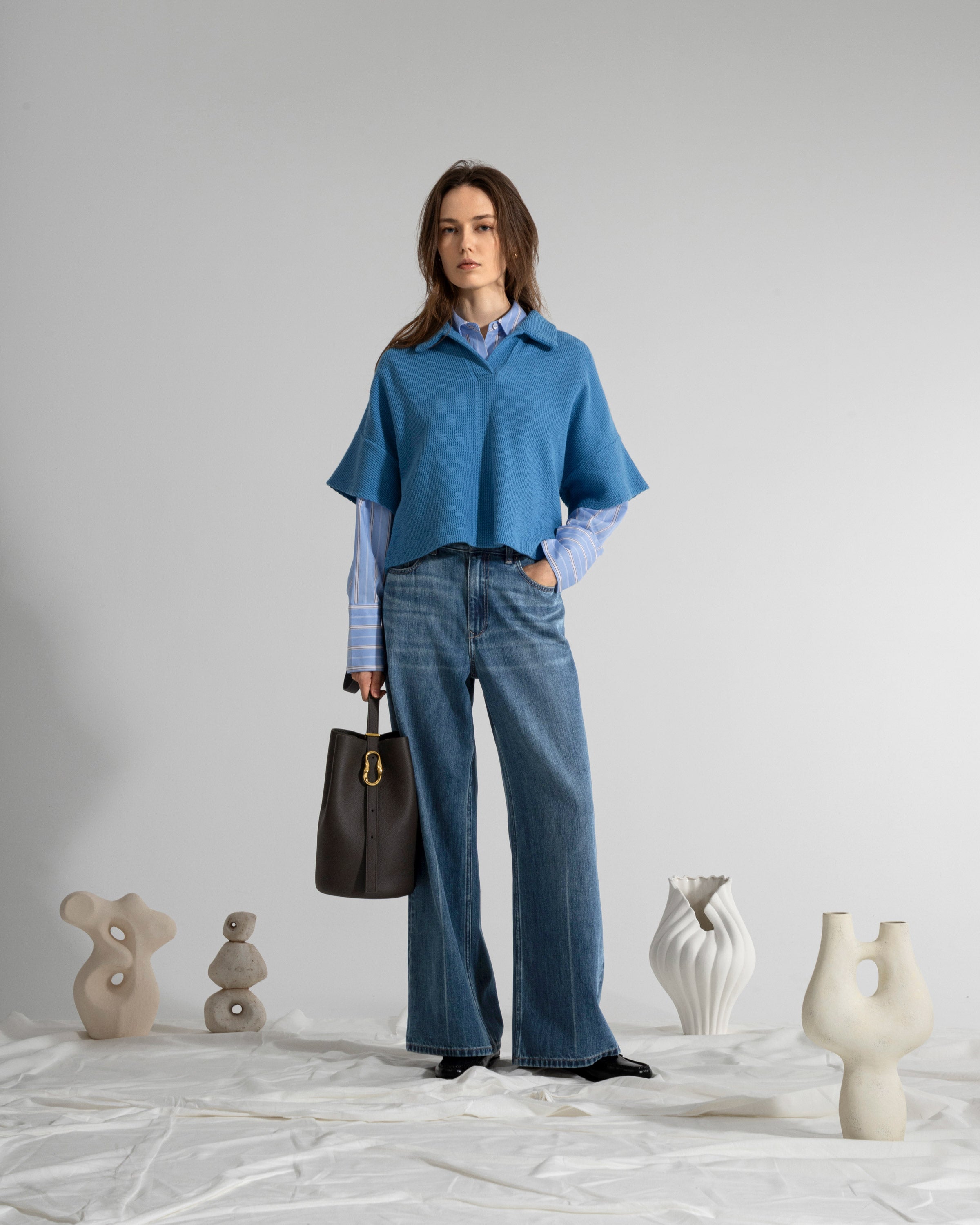 Mid Indigo Loose Fit Jeans Mid-Indigo Womens Denim Wash Indigo Jeans Wide Leg Jeans