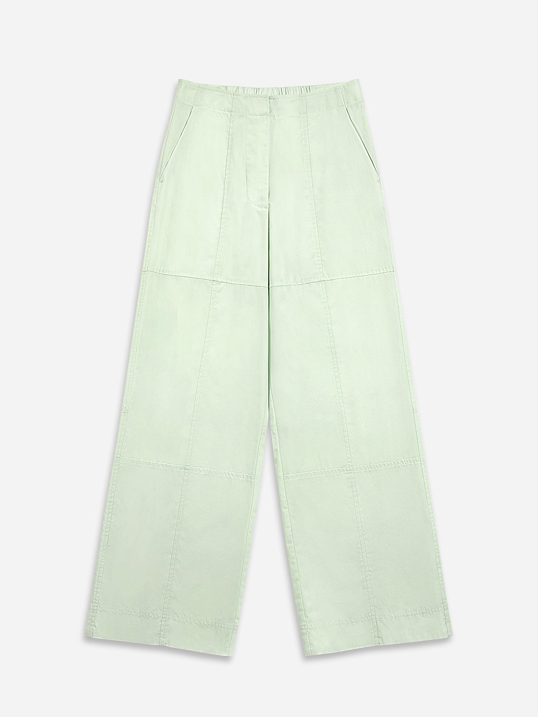 Soft Jade Patchwork Pants Womens Elastic Waist Wide Leg Light Pants