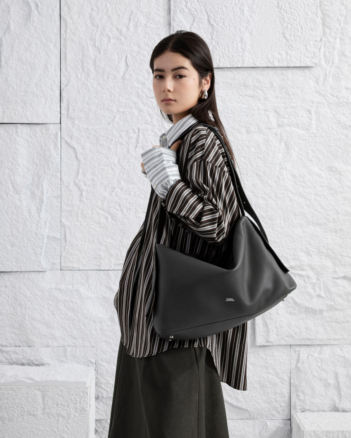 Moonless Night Oversized Petal Messenger Womens Leather Large Shoulder Bag Shoulder Strap Carry Bag for Accessories