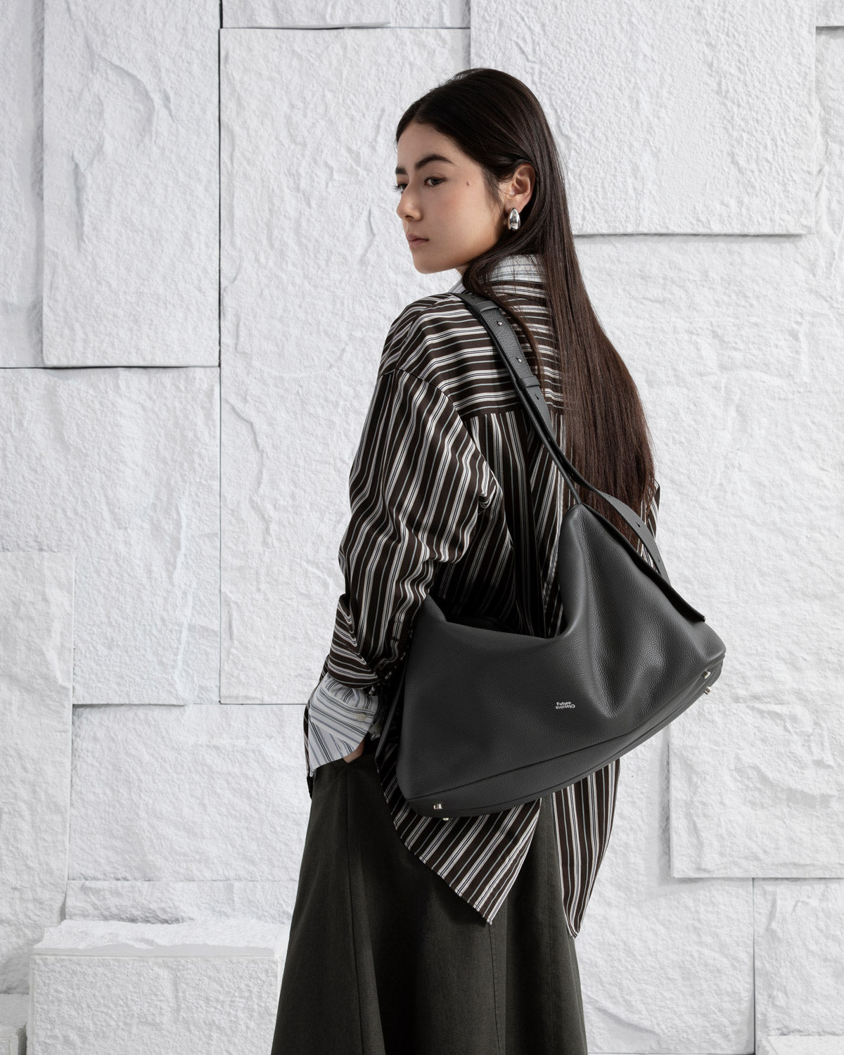 Moonless Night Oversized Petal Messenger Womens Leather Large Shoulder Bag Shoulder Strap Carry Bag for Accessories