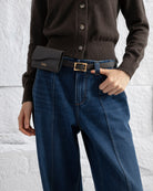 Dk Brown Pocket Belt Womens Leather Belt Combo with Small Waist Wallet Womens Fanny Pack