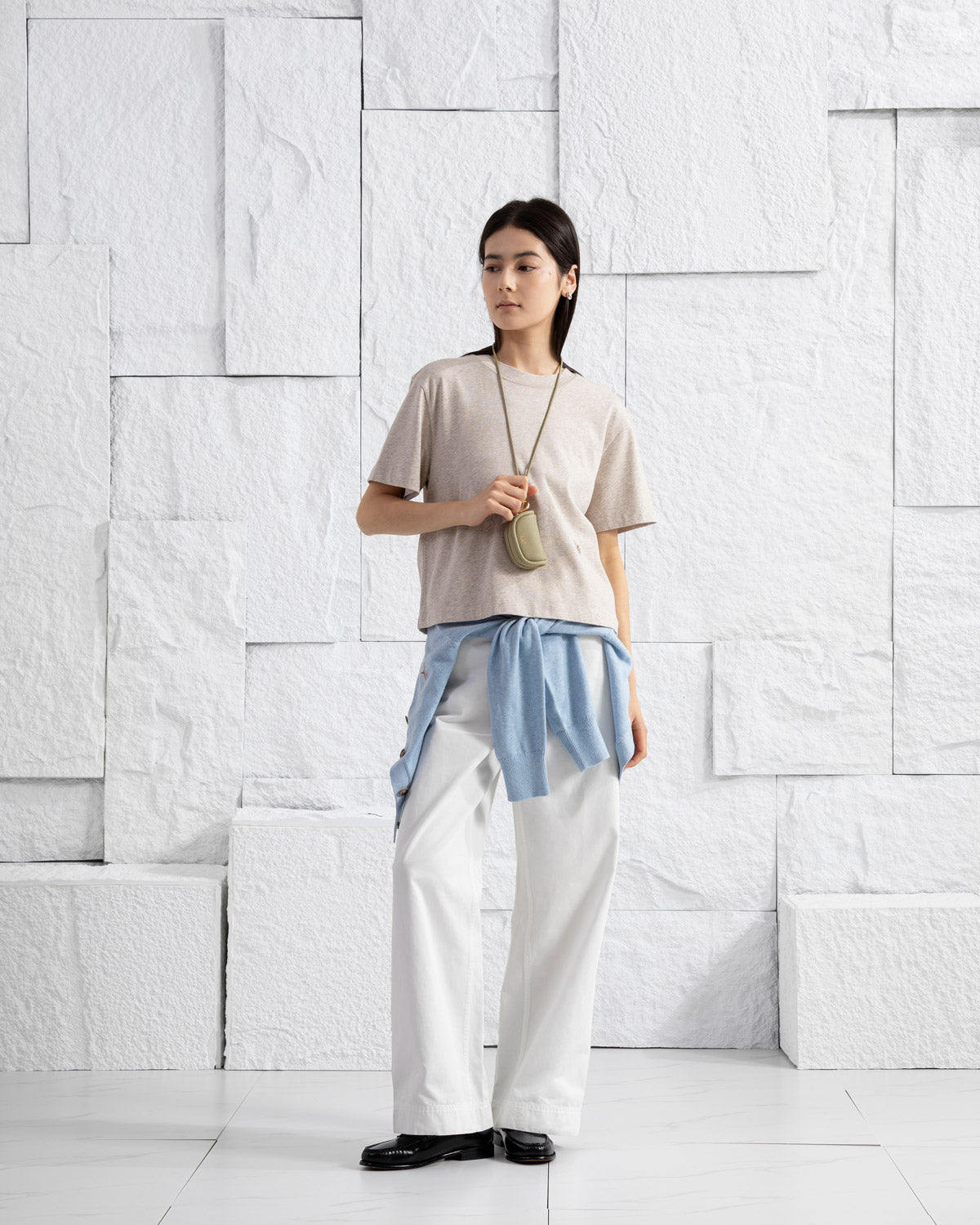 Earthy Olive Micro Loaf Zip Pouch Womens Small Leather Pouch Keychain String small Pocket Bag