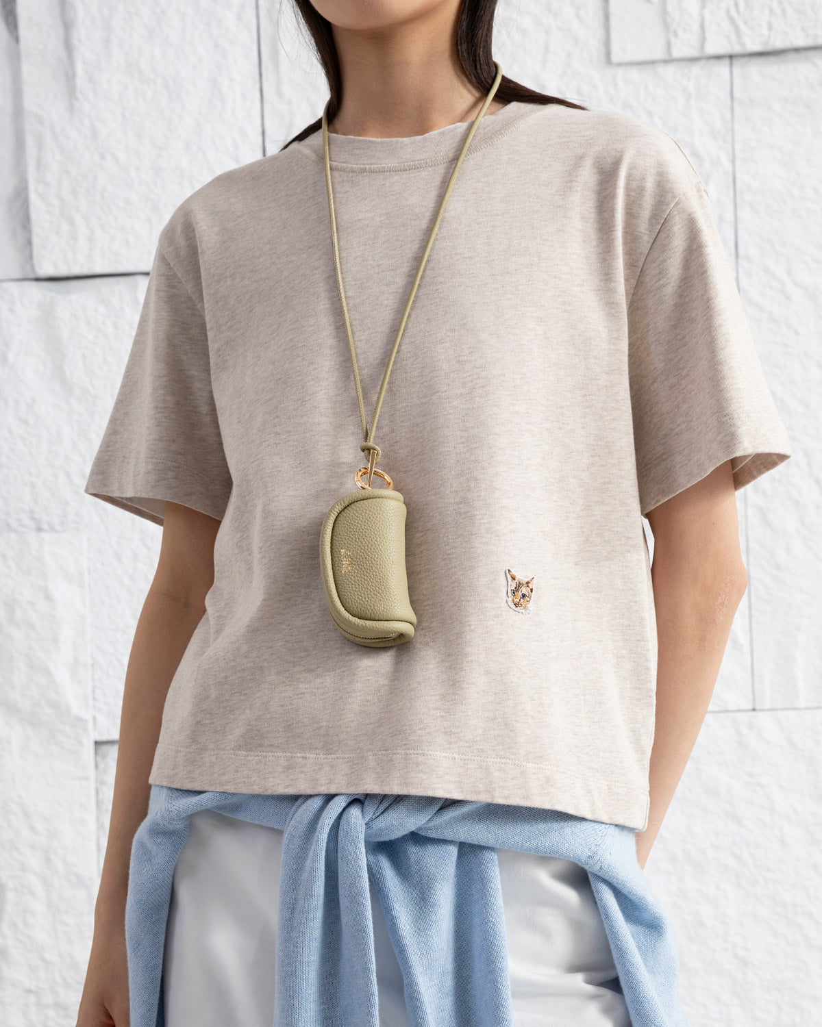 Earthy Olive Micro Loaf Zip Pouch Womens Small Leather Pouch Keychain String small Pocket Bag