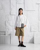 Dk Brown Mini Pocket Crossbody Small Leather Crossbody Holder Card and Money Wallet