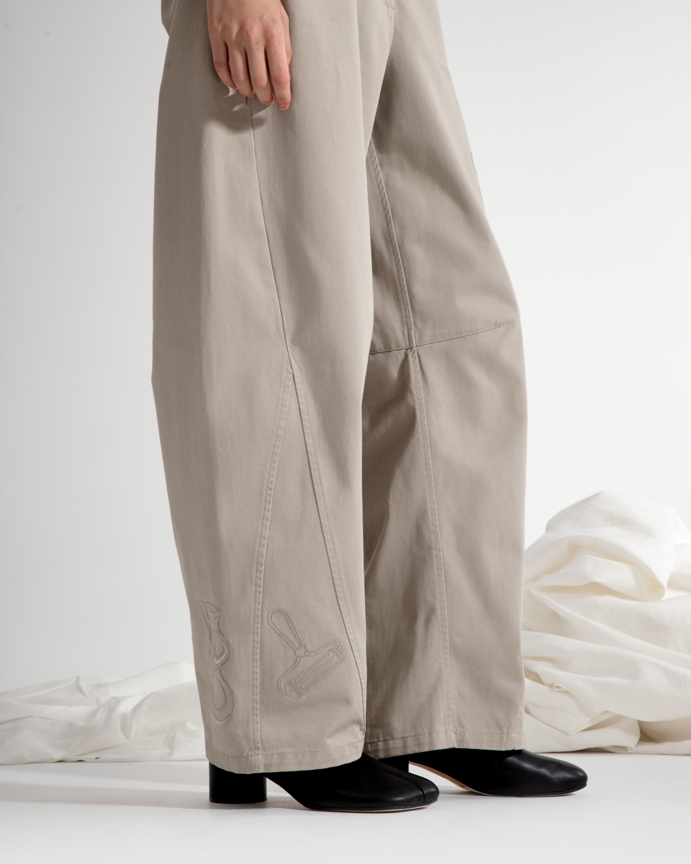 Studio Clay Oeuvres Embroidery Pants Womens Embroidered Pants Wide Leg Trousers