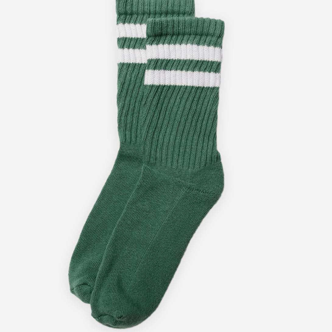 Green The Retro Double Stripe American Trench High Socks