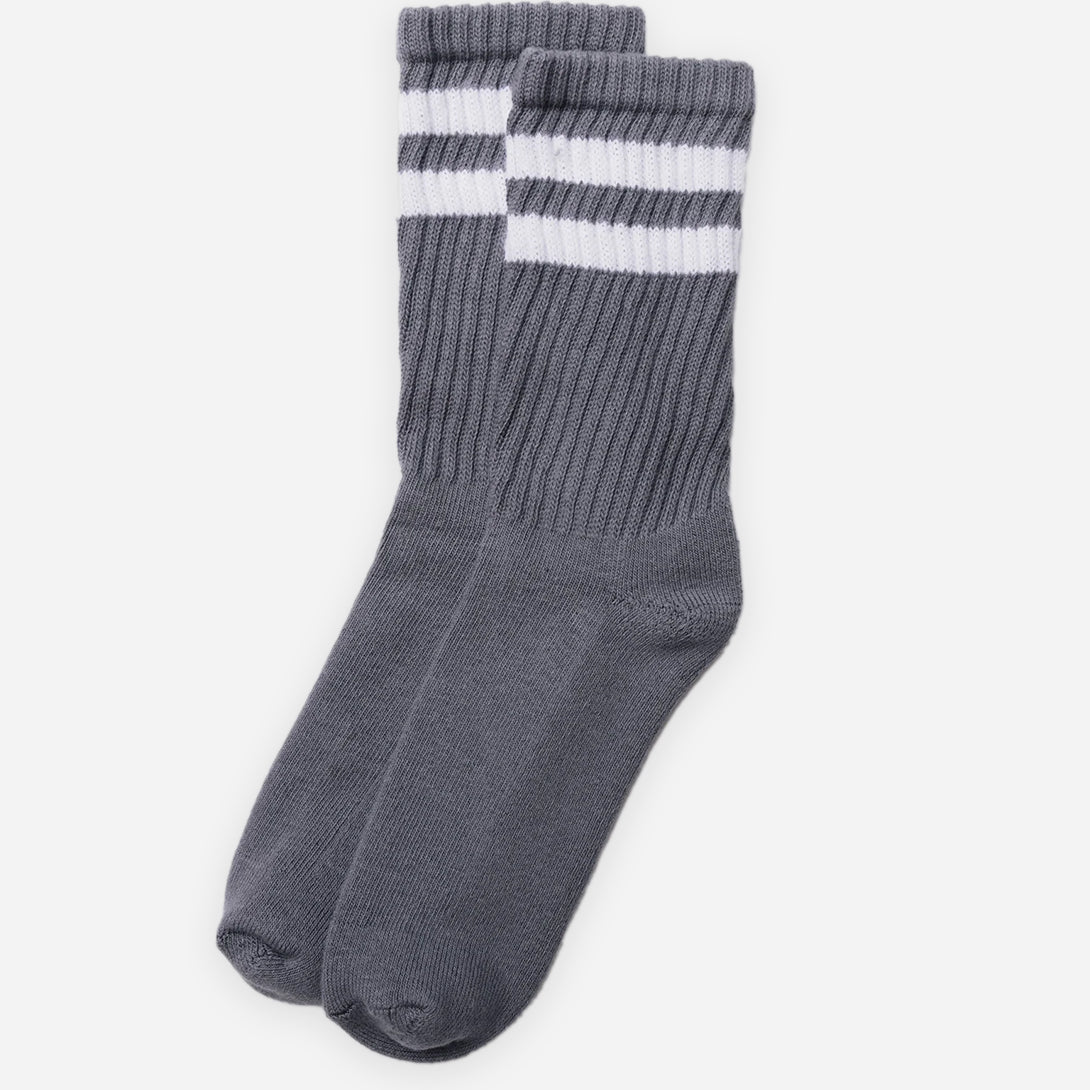 Dark Grey The Retro Double Stripe American Trench High Socks