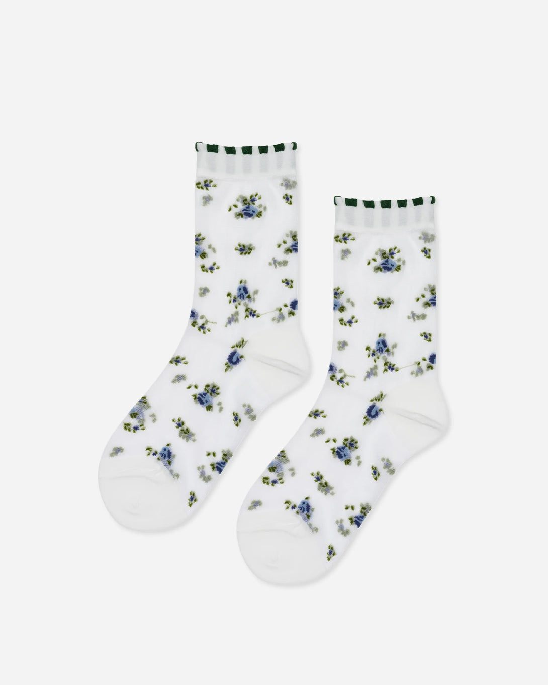 White Ashley Floral Sheer Crew Hansel From Basel Sheer Socks