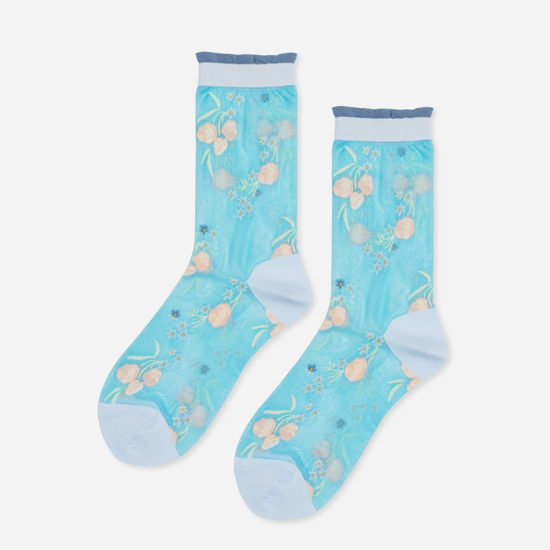Blue Wanda Sheer Crew Hansel From Basel Crew Socks Sheer