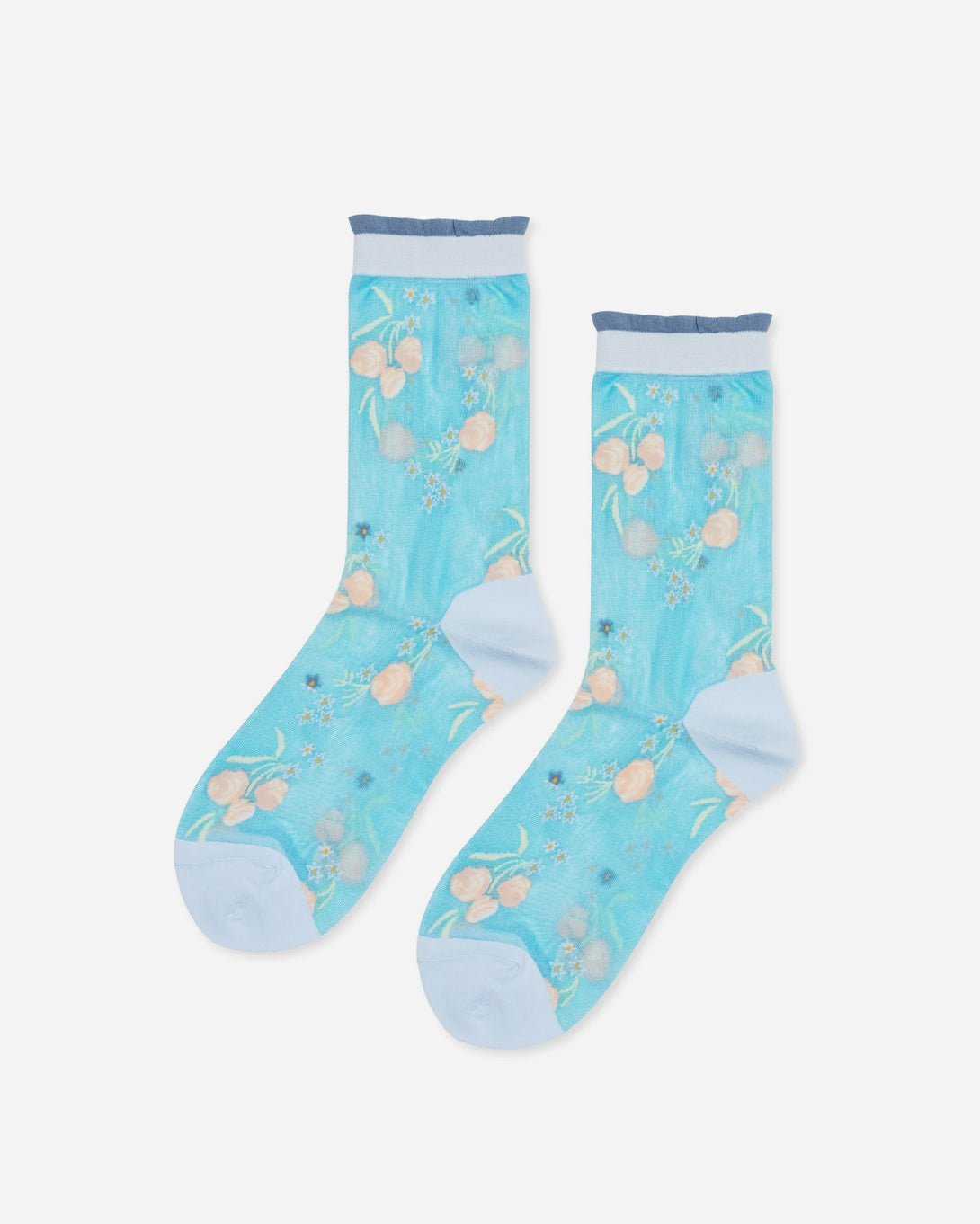 Blue Wanda Sheer Crew Hansel From Basel Crew Socks Sheer