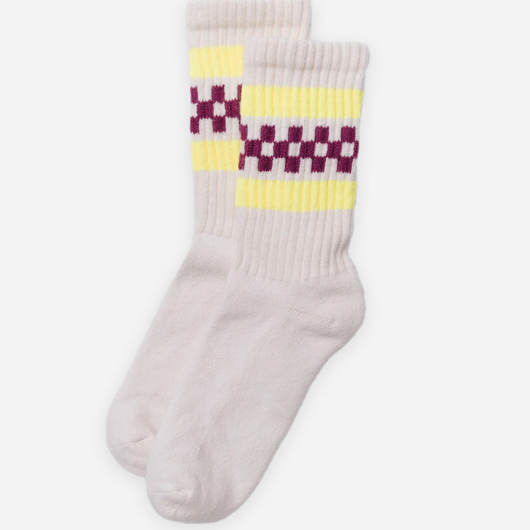 Berry/Lemon The Retro Check American Trench Socks