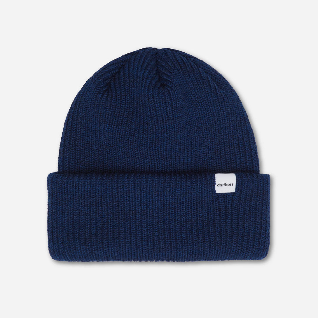 Navy Merino Wool Knit Beanie