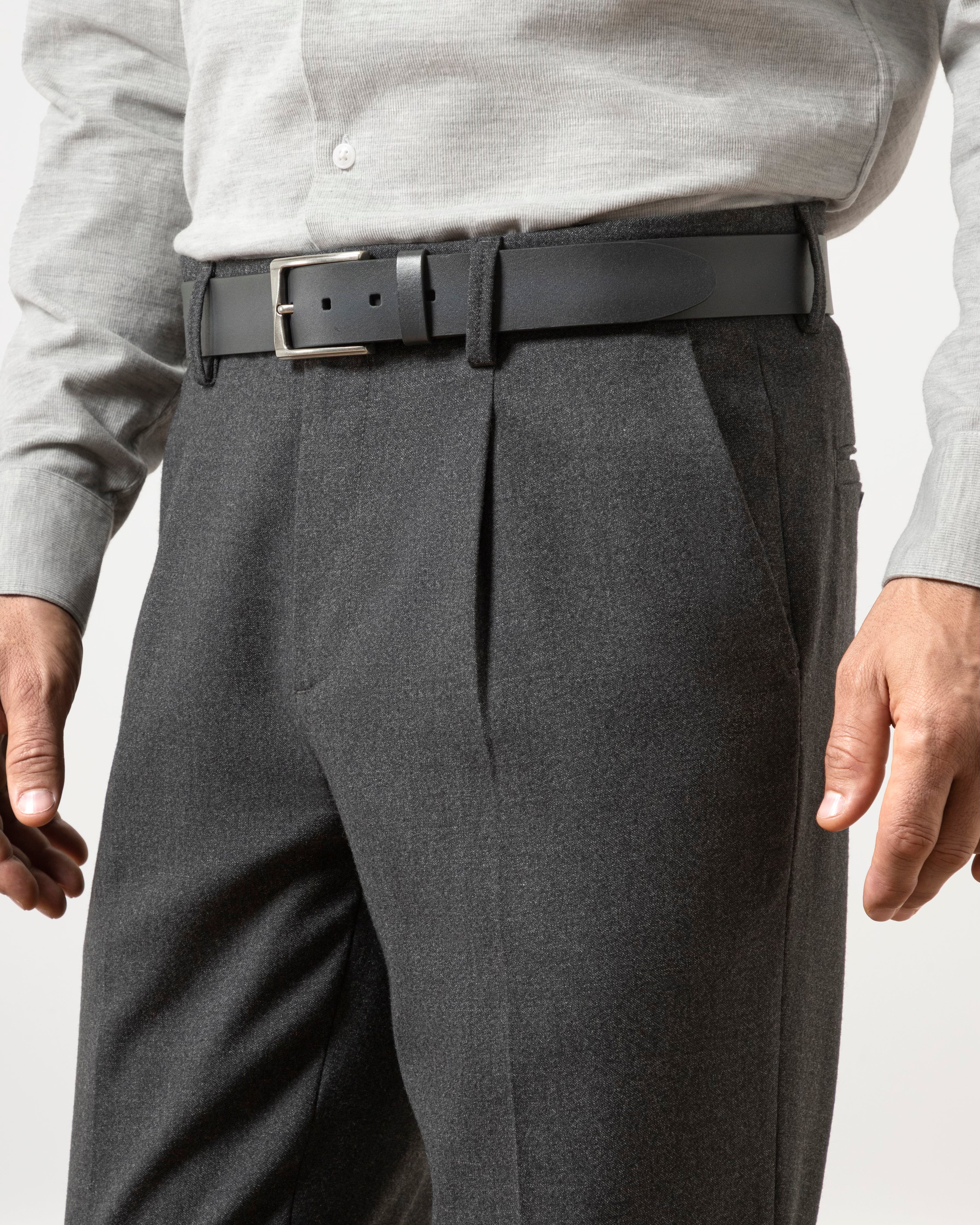 Dk Charcoal Heather Niles Rustic Flannel Pants Mens Pleated Trousers Soft Work Formal Pants