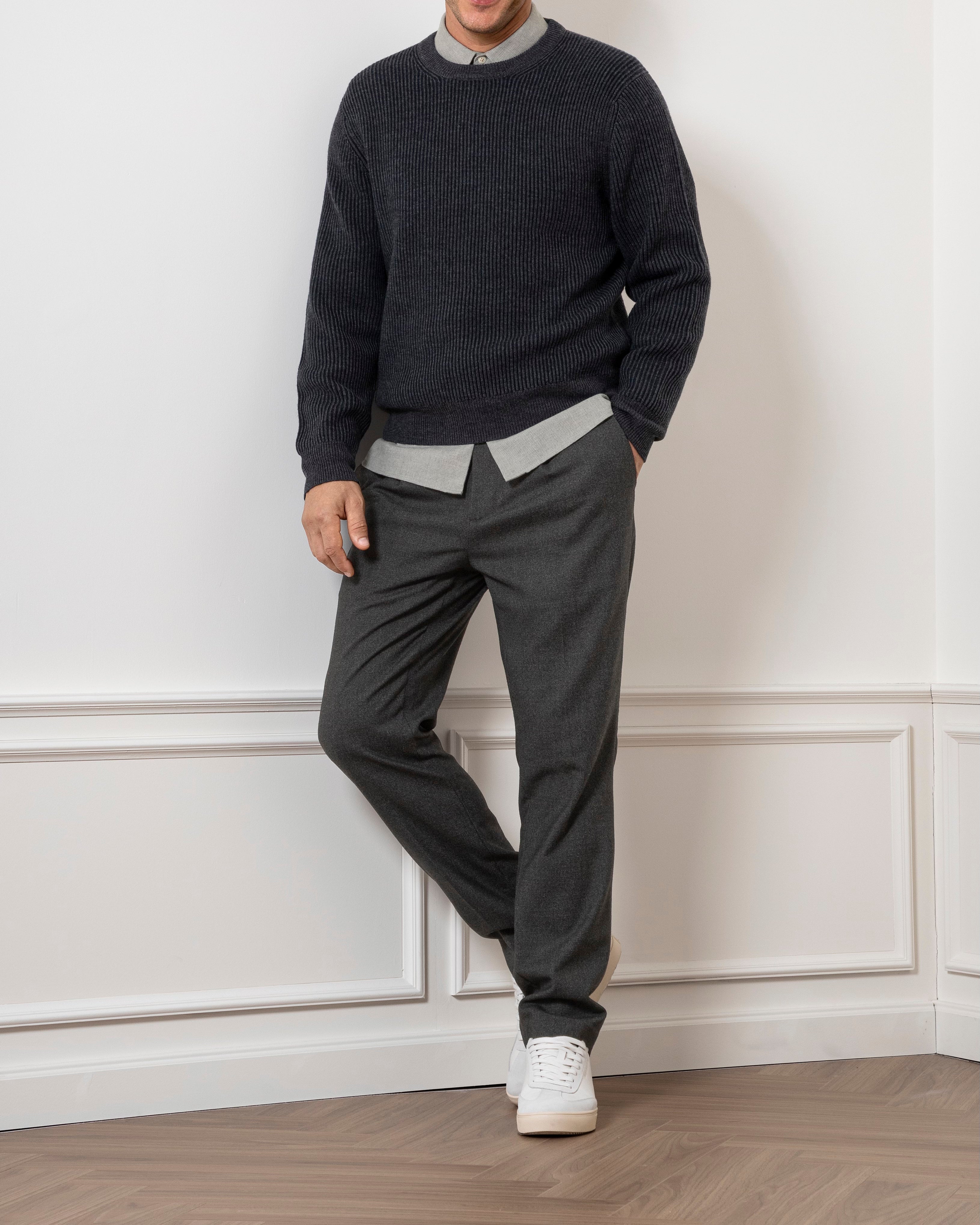 Grey Heather Chapman Crew Neck Pullover Mens Sweater Pullover Crew Neck Soft Merino Wool Sweater
