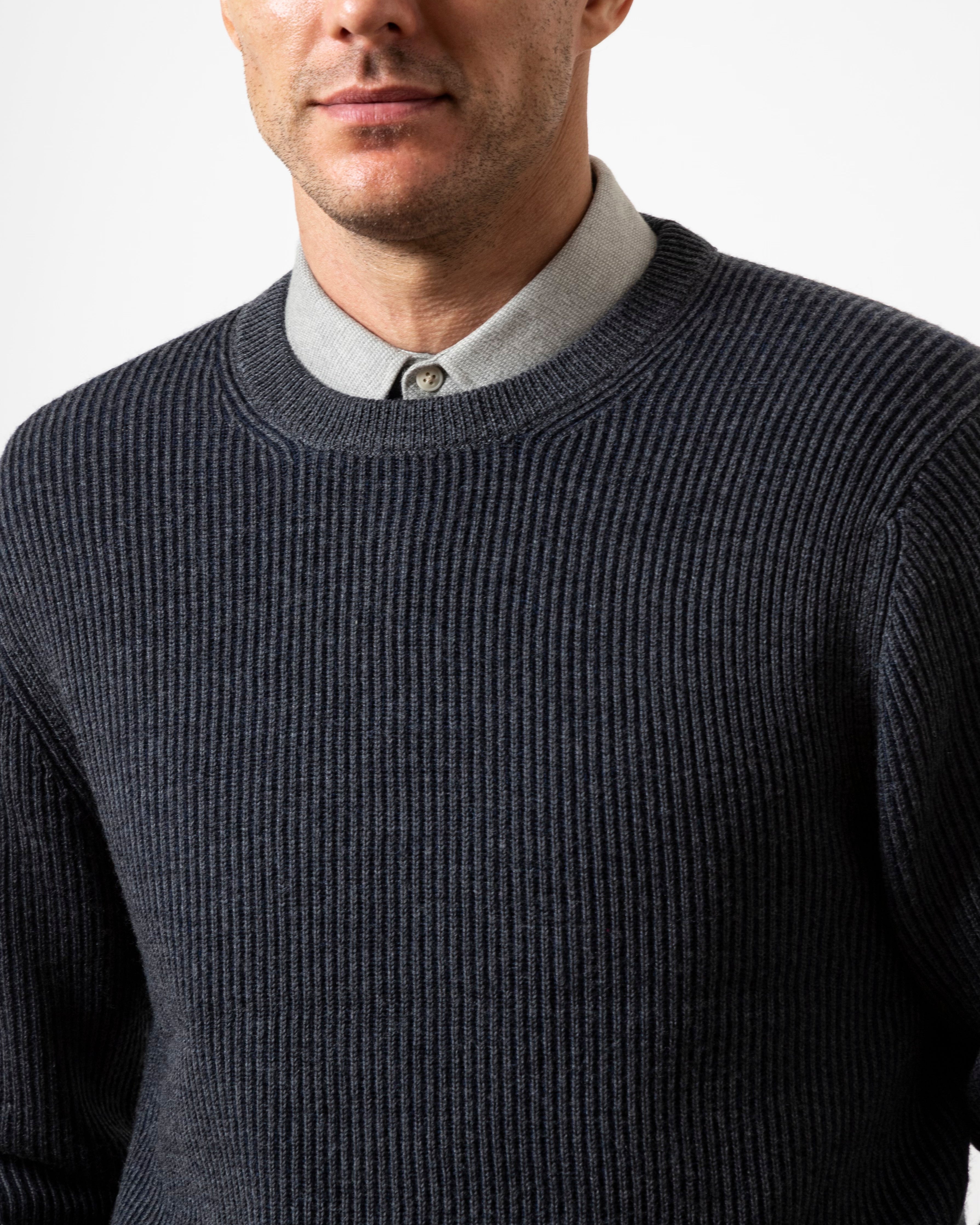 Grey Heather Chapman Crew Neck Pullover Mens Sweater Pullover Crew Neck Soft Merino Wool Sweater