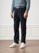 Dk Navy Niles Corduroy Trousers Mens Pleated Corduroy Pants Soft Brushed Corduroy Trousers