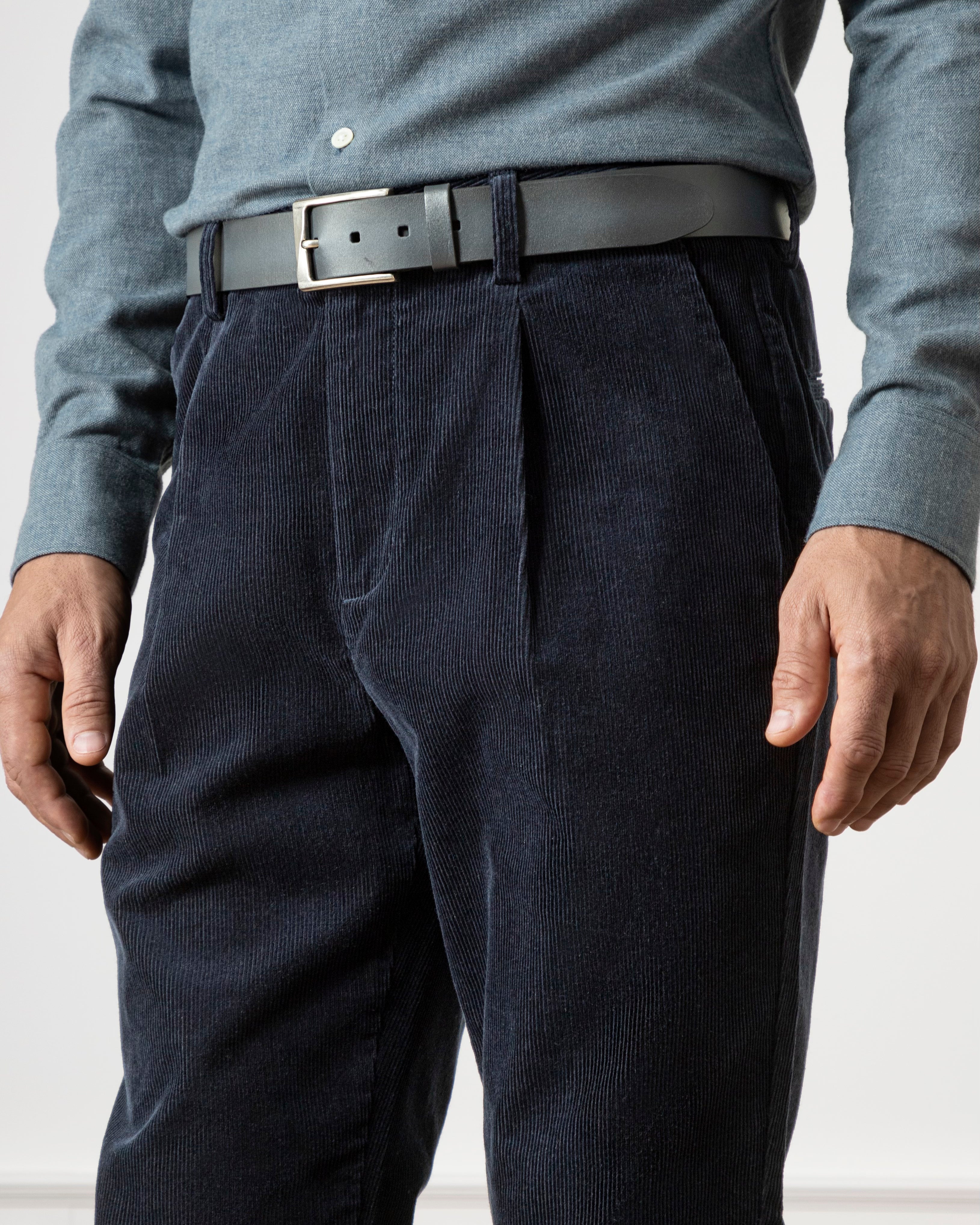 Dk Navy Niles Corduroy Trousers Mens Pleated Corduroy Pants Soft Brushed Corduroy Trousers