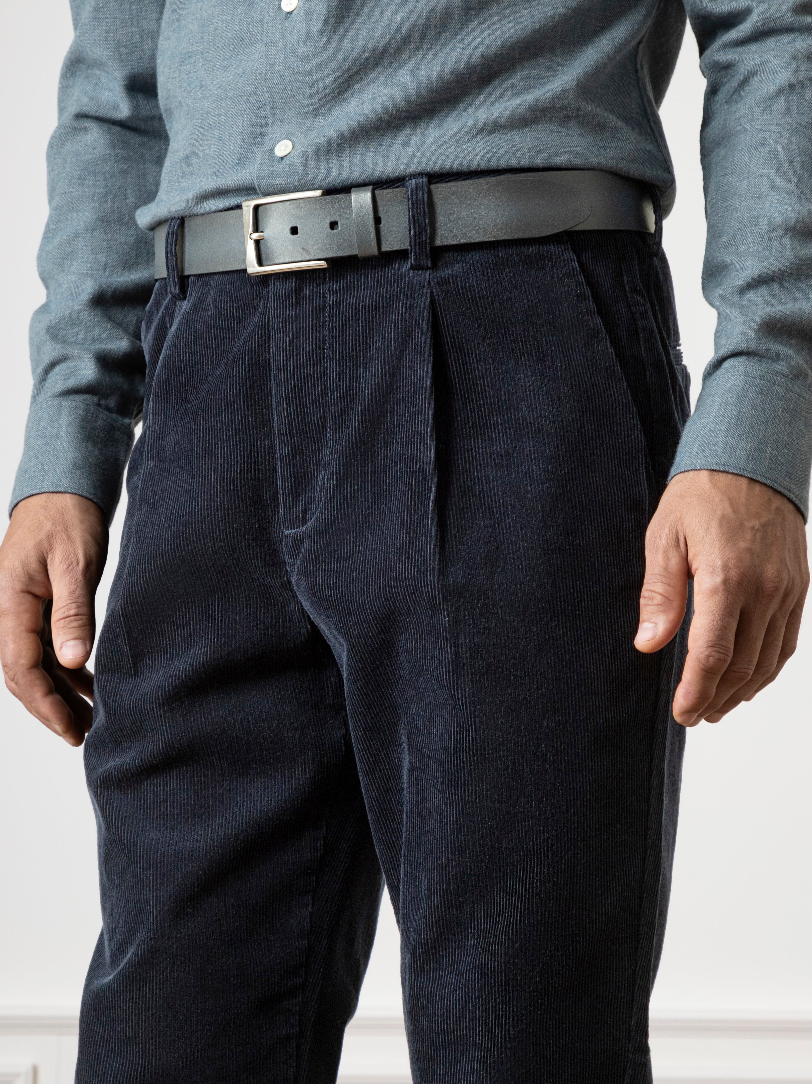 Dk Navy Niles Corduroy Trousers Mens Pleated Corduroy Pants Soft Brushed Corduroy Trousers