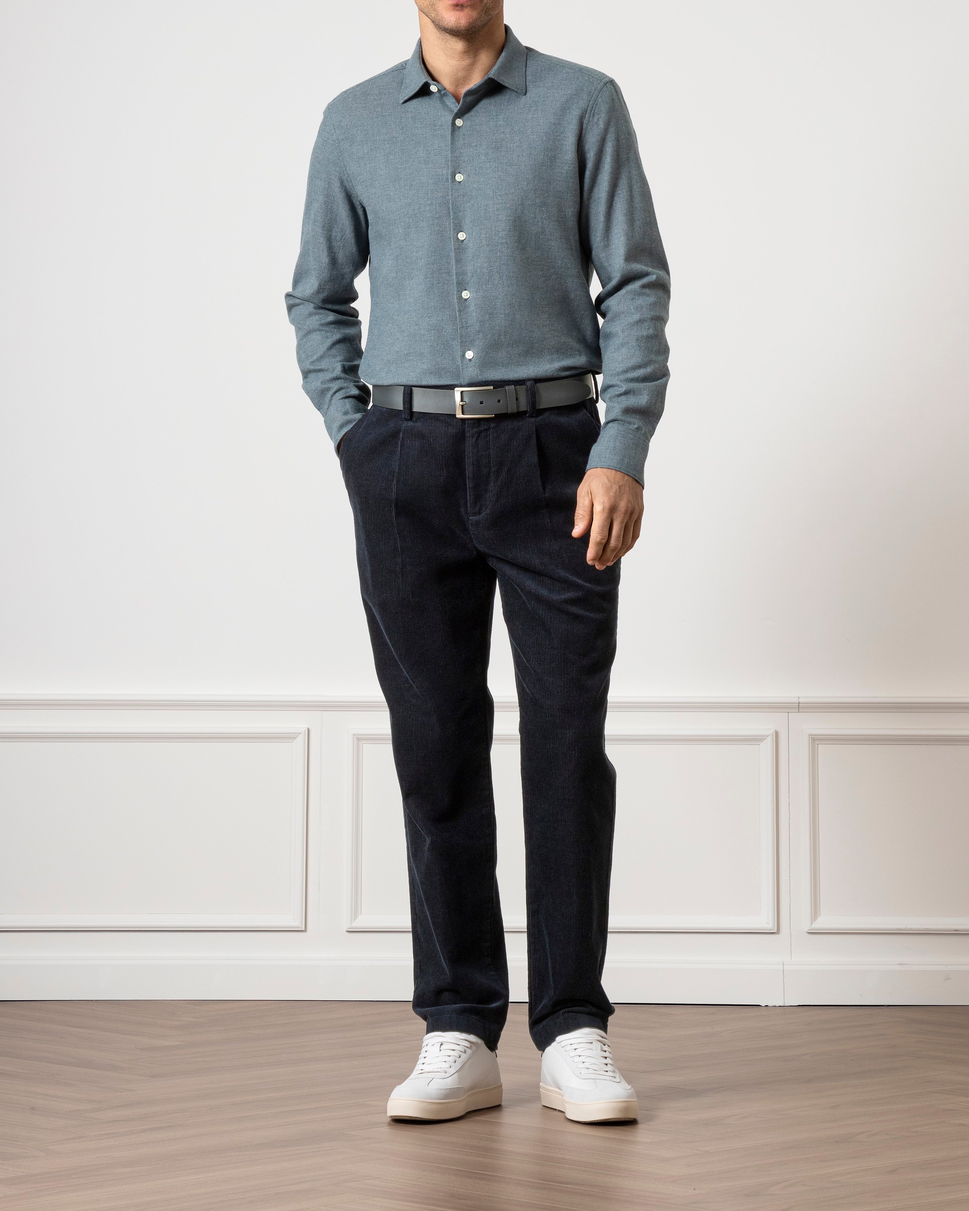 Dk Navy Heather Adrian Heather Brush Shirt Mens Spread Collar Brushed Cotton Button Up Shirt Casual Work Shirt