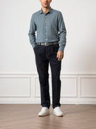 Dk Navy Heather Adrian Heather Brush Shirt Mens Spread Collar Brushed Cotton Button Up Shirt Casual Work Shirt