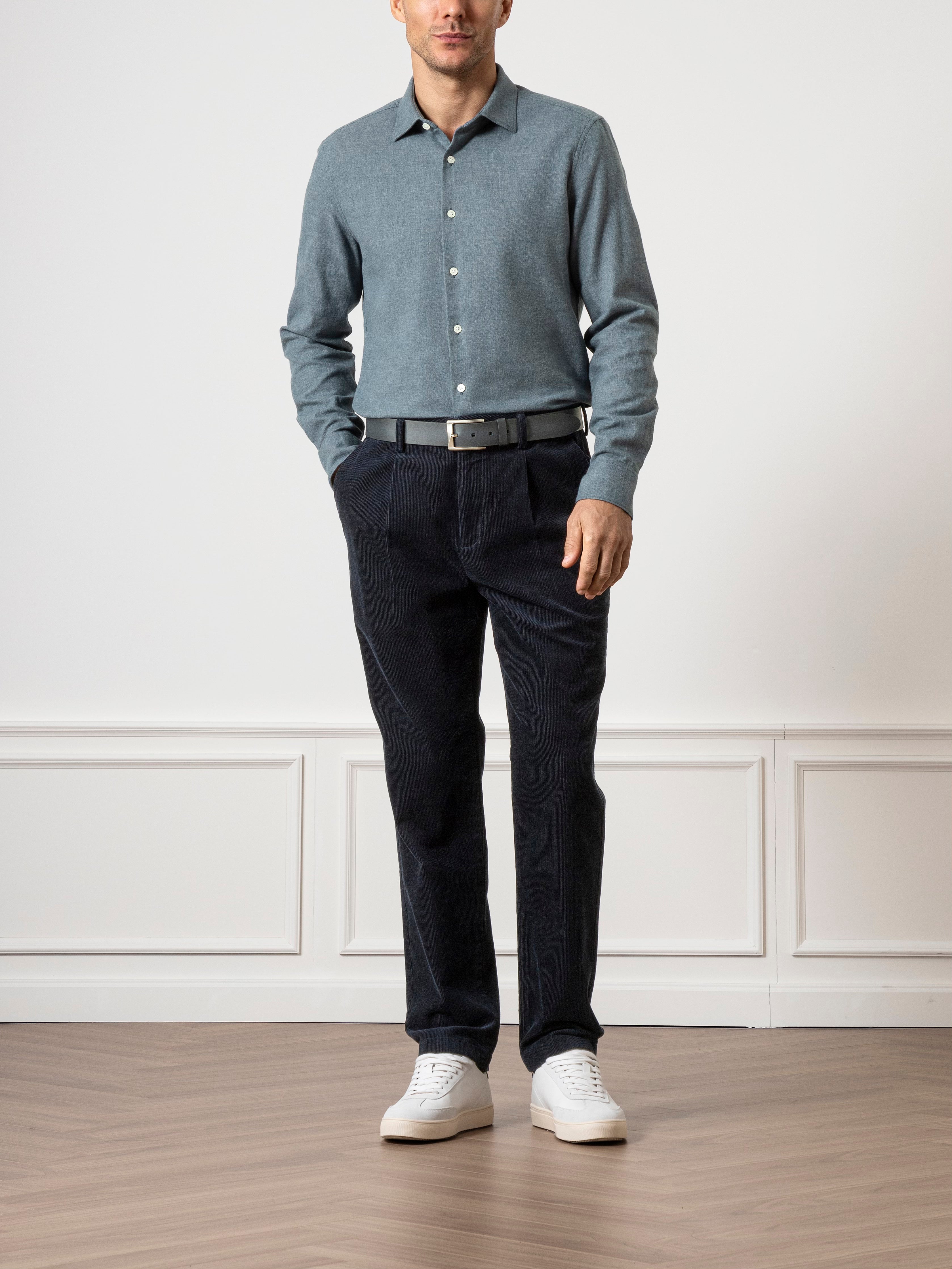 Dk Navy Heather Adrian Heather Brush Shirt Mens Spread Collar Brushed Cotton Button Up Shirt Casual Work Shirt
