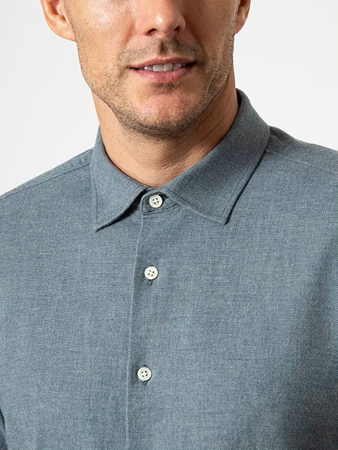 Dk Navy Heather Adrian Heather Brush Shirt Mens Spread Collar Brushed Cotton Button Up Shirt Casual Work Shirt