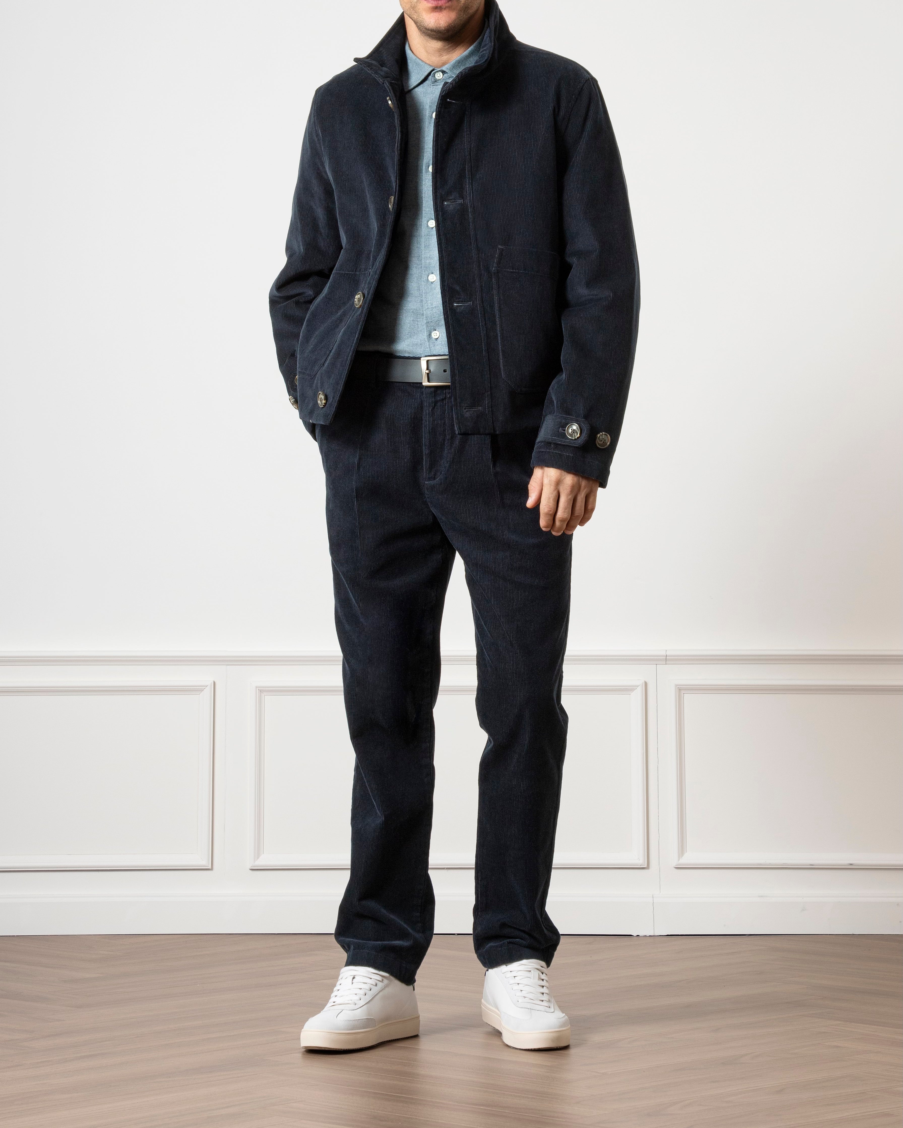 Dk Navy Barretto Padded Corduroy Jacket Mens Corduroy Insulated Jacket Warm Corduroy Coat Padded