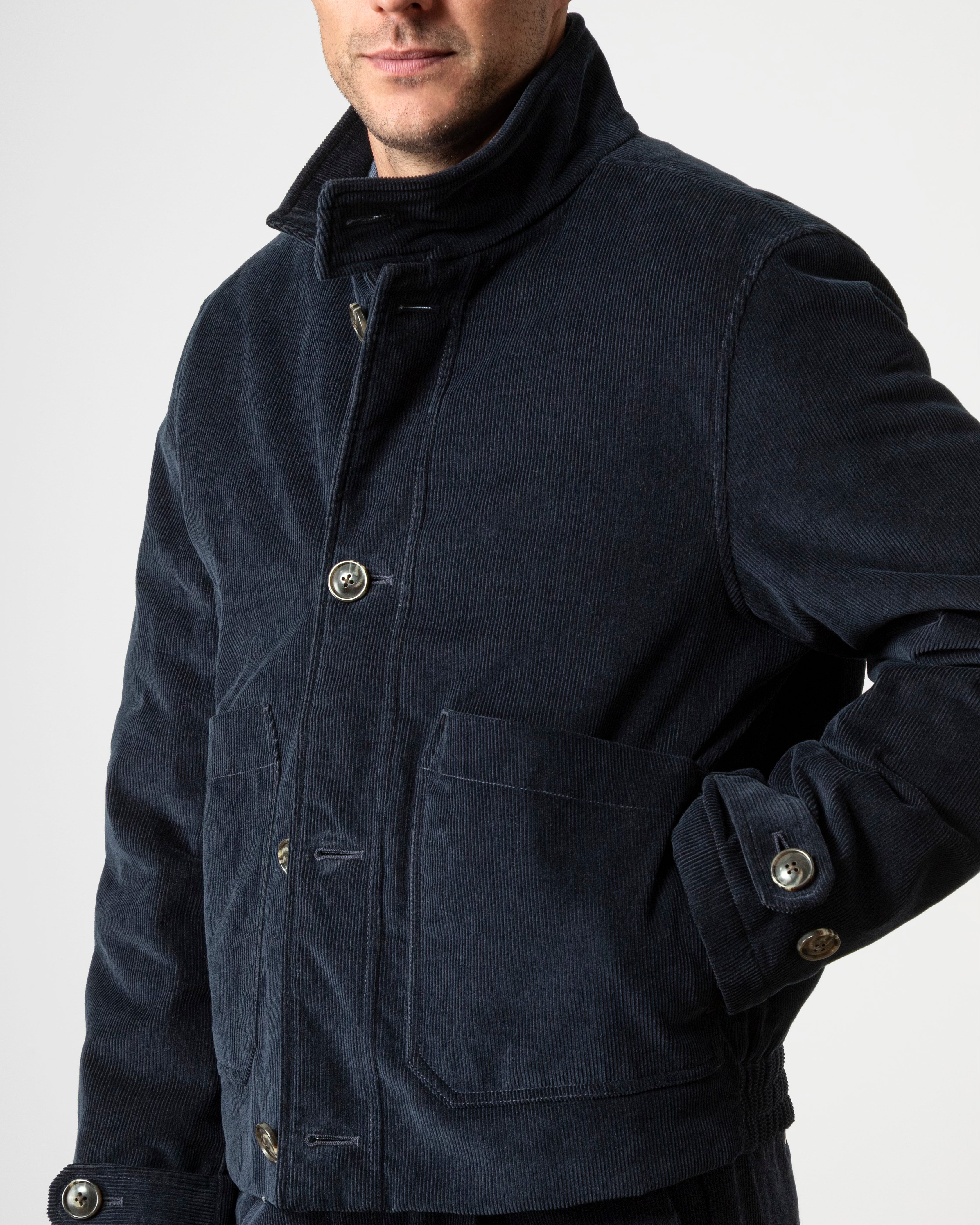 Dk Navy Barretto Padded Corduroy Jacket Mens Corduroy Insulated Jacket Warm Corduroy Coat Padded