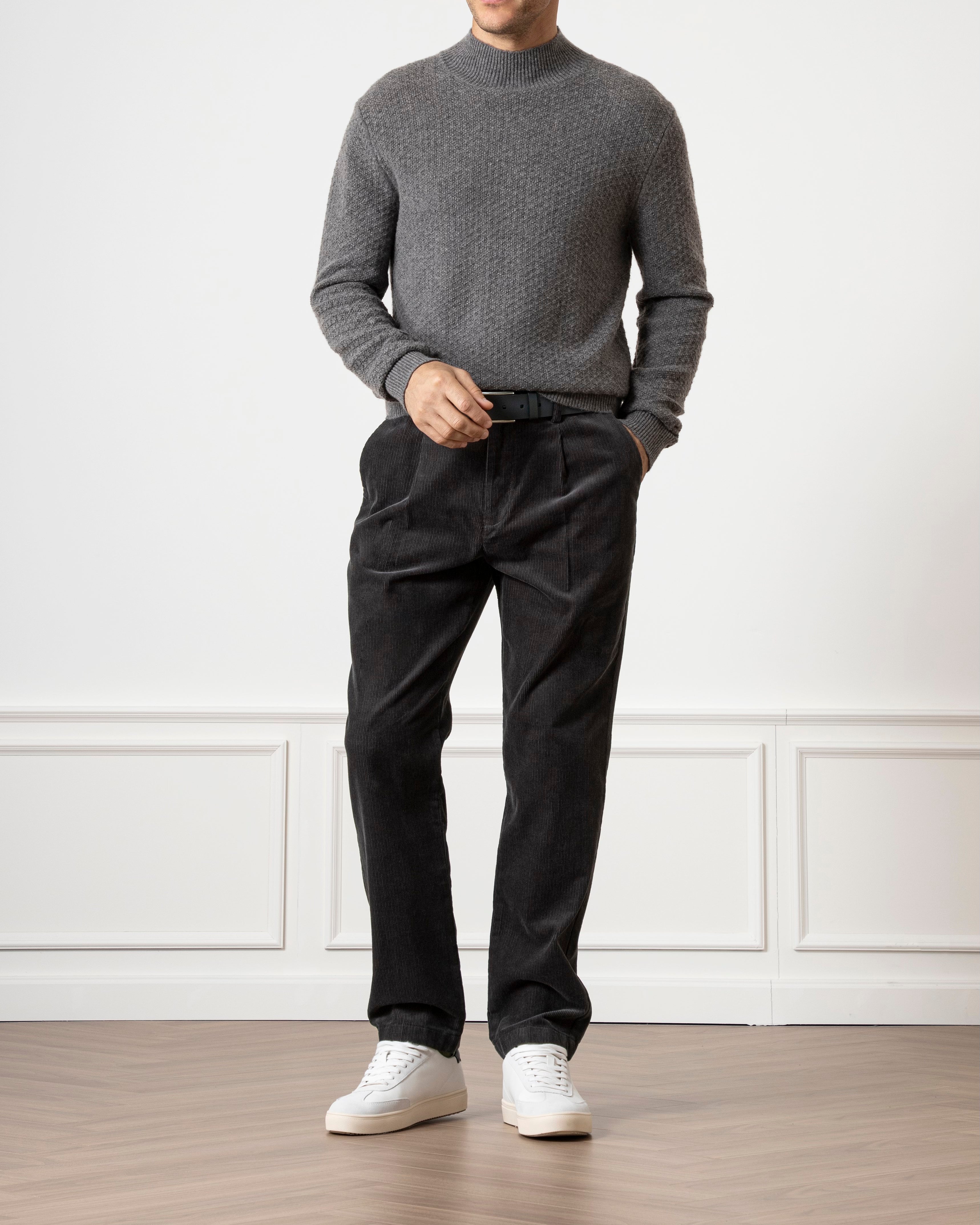 Grey Heather Acton Mock Neck Pullover Mens Wool Cashmere Mock Neck Sweater Pullover Soft