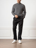 Grey Heather Acton Mock Neck Pullover Mens Wool Cashmere Mock Neck Sweater Pullover Soft