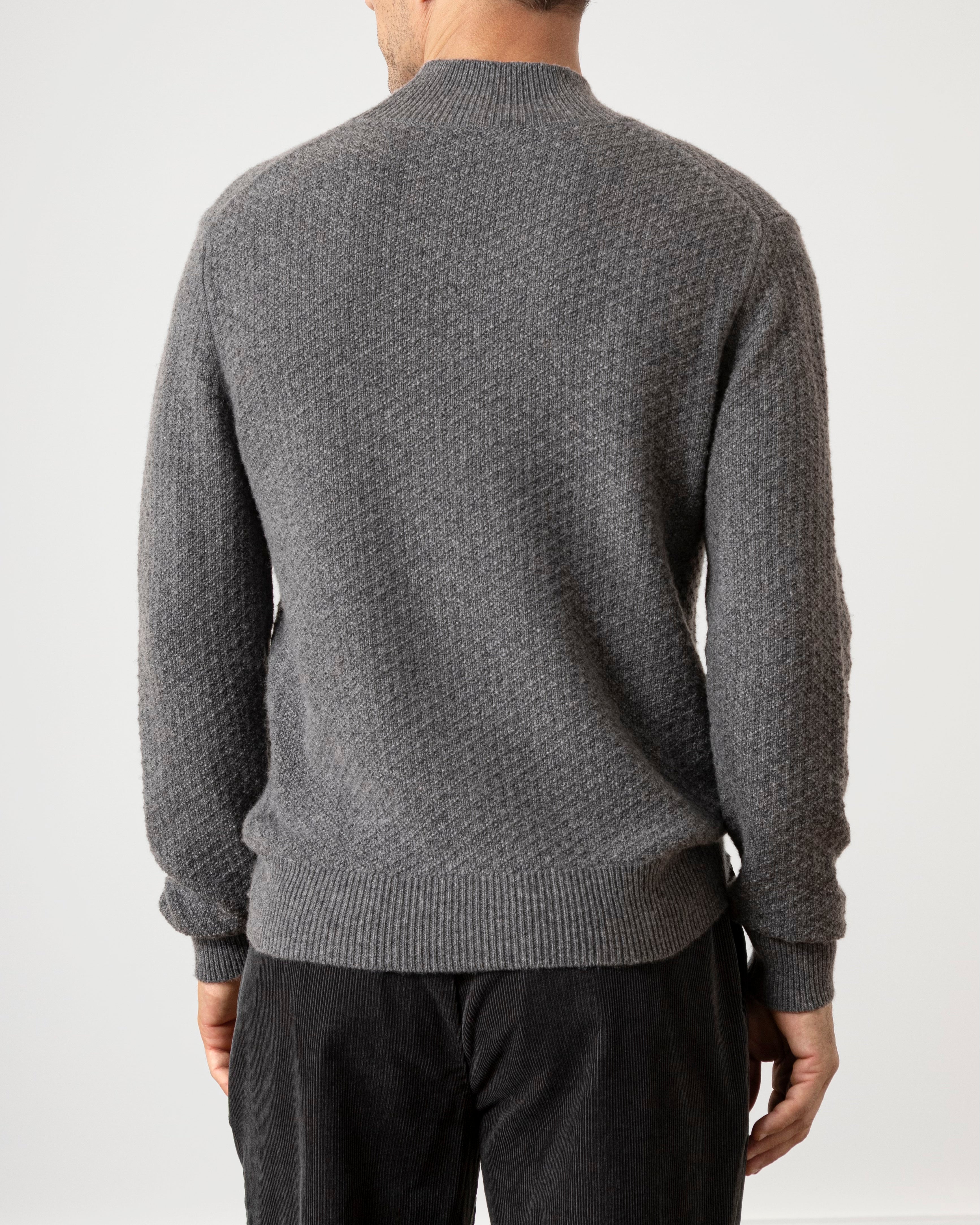 Grey Heather Acton Mock Neck Pullover Mens Wool Cashmere Mock Neck Sweater Pullover Soft