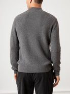 Grey Heather Acton Mock Neck Pullover Mens Wool Cashmere Mock Neck Sweater Pullover Soft