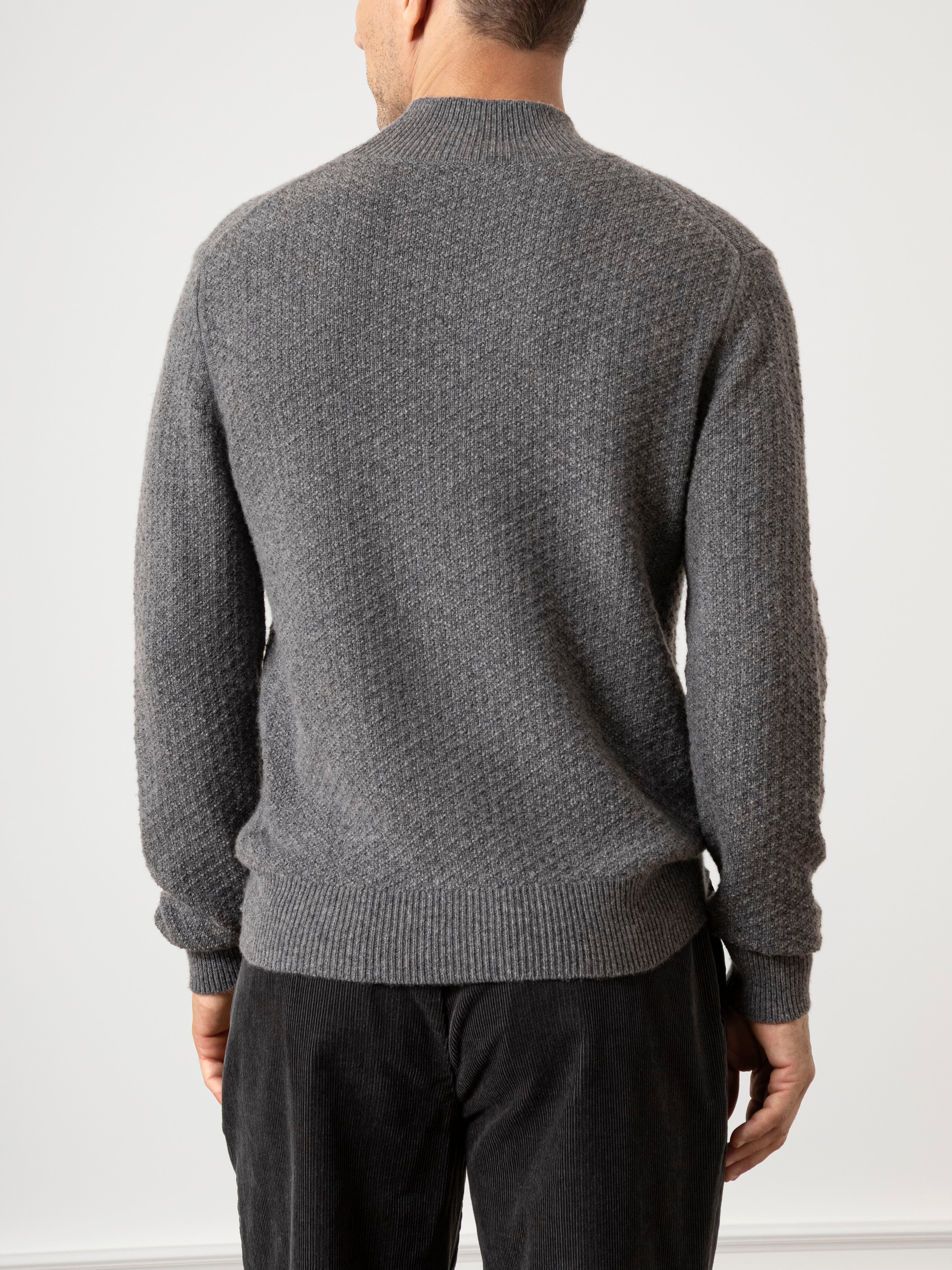 Grey Heather Acton Mock Neck Pullover Mens Wool Cashmere Mock Neck Sweater Pullover Soft
