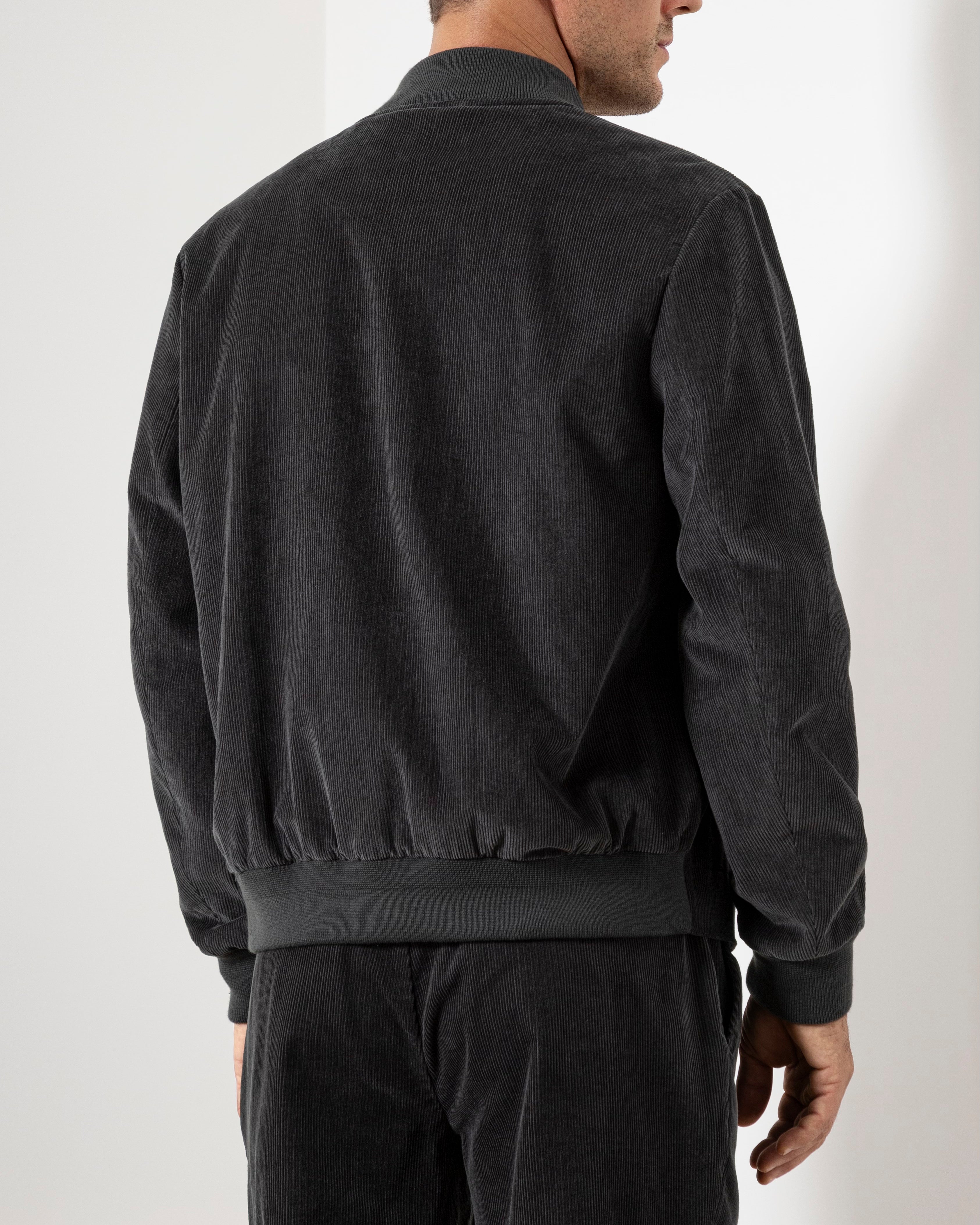 Dk Charcoal Dominic Corduroy Jacket Mens Corduroy Bomber Jacket Zip Up Cropped Jacket
