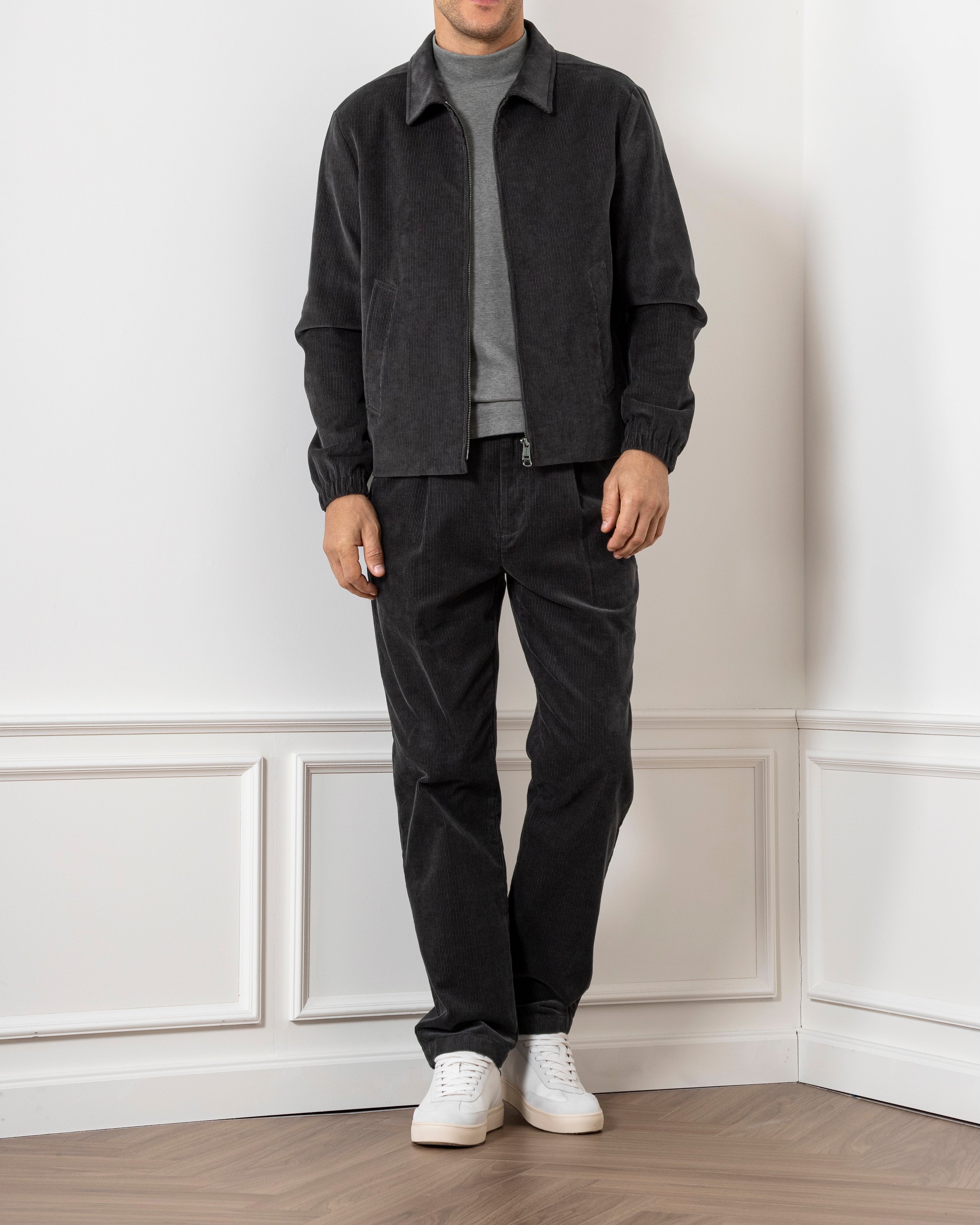 Dk Charcoal Connor Corduroy Jacket Mens Corduroy Zip Up Jacket Light Outerwear Soft Brushed Corduroy