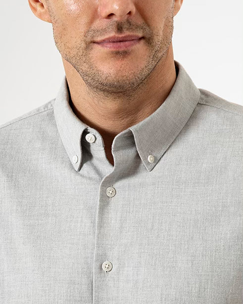 Lt Grey Heather Fulton Flannel Twill Shirt Mens Button Down Collared Shirt Dress Work Shirt Soft Flannel Fabric