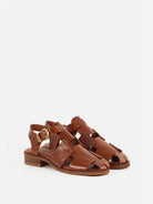 Cognac Leather Cudillero Sessun Womens Sandals Leather Buckle Shoes