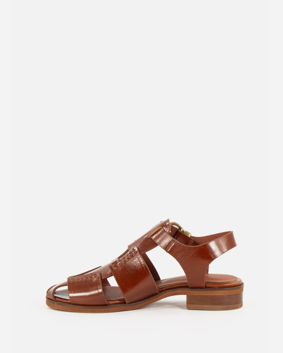 Cognac Leather Cudillero Sessun Womens Sandals Leather Buckle Shoes