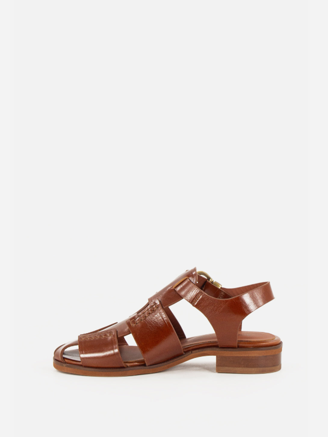 Cognac Leather Cudillero Sessun Womens Sandals Leather Buckle Shoes