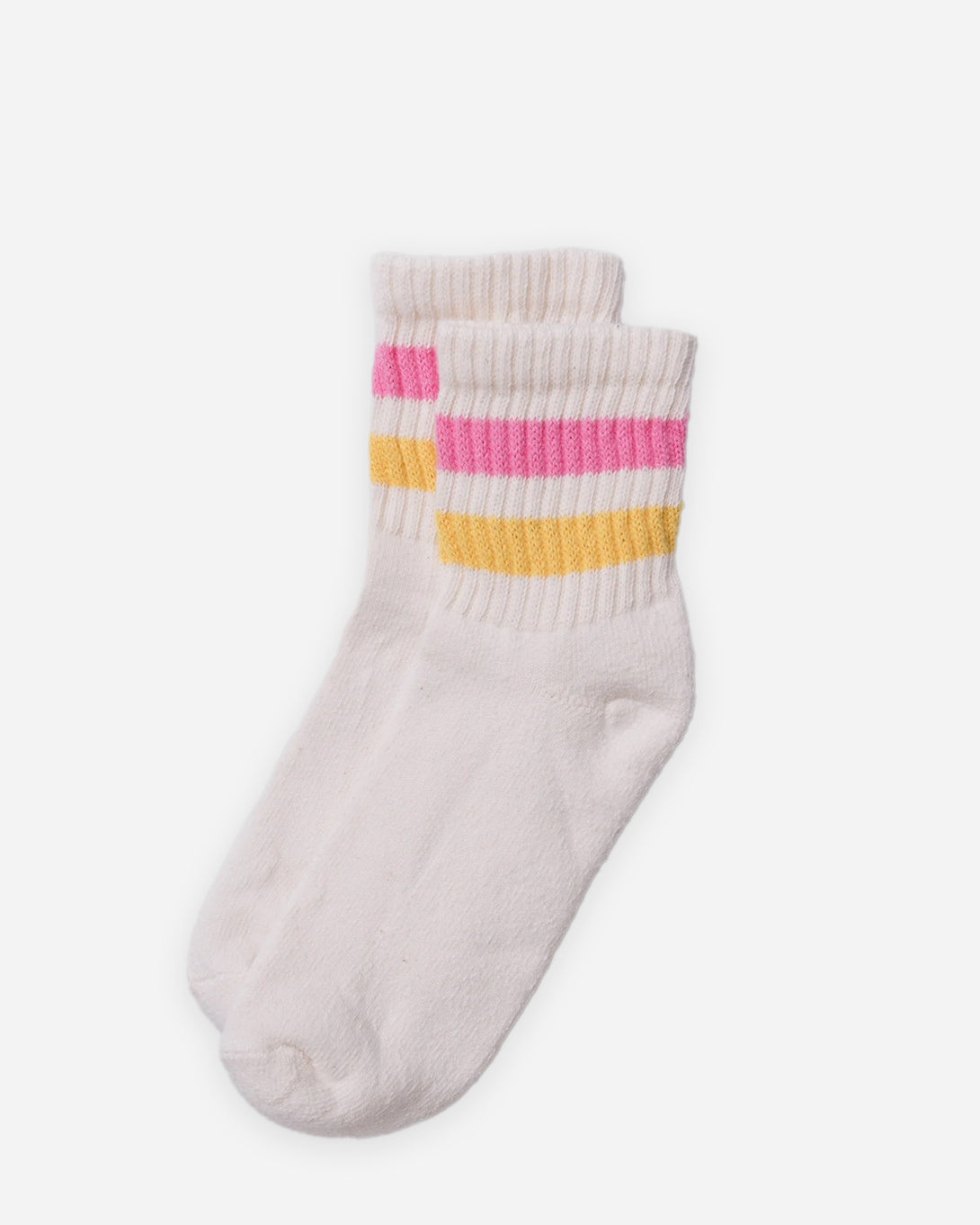 Pink/Yellow The Retro Stripe Quarter Crew American Trench Socks