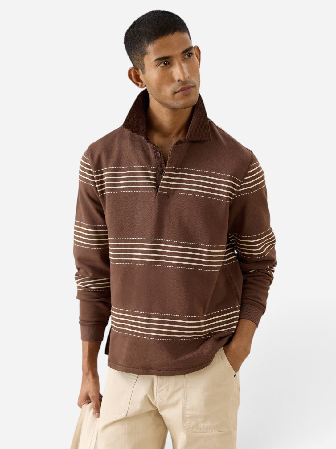 Espresso Editor Rugby Sweatshirt Mens Knitted Striped Rugby Polo Percival