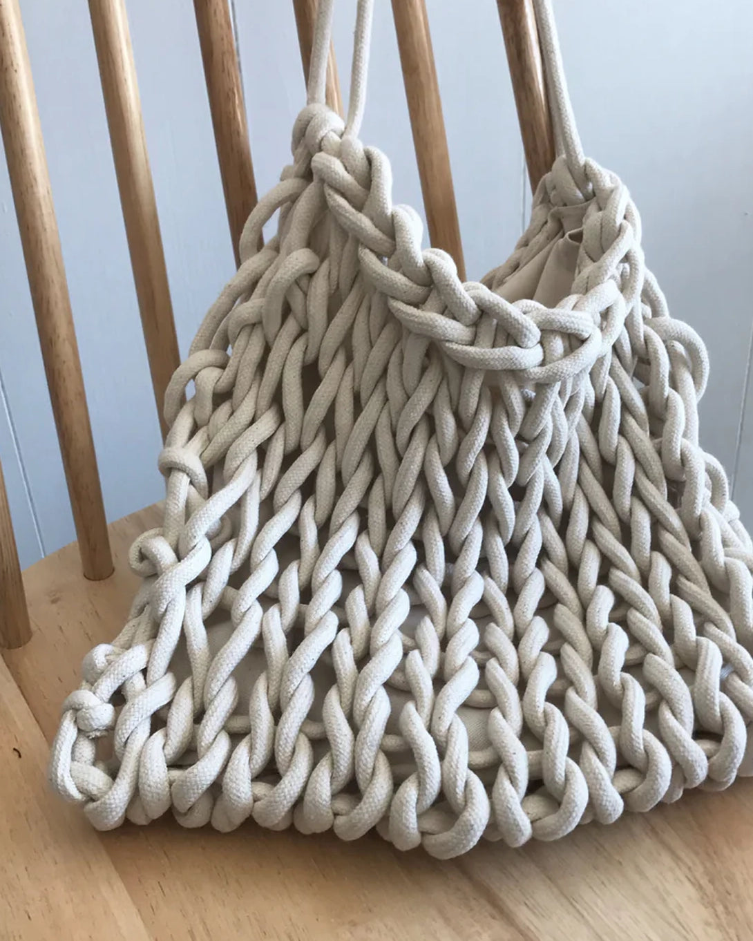 Natural White Sara Alienina Sustainable Luxury Shoulder Bag Woven Purse